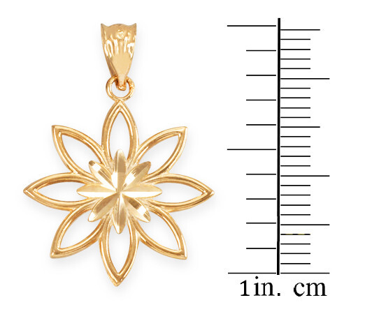 Gold Polished Daisy Pendant Necklace (Available in Yellow/Rose/White Gold)