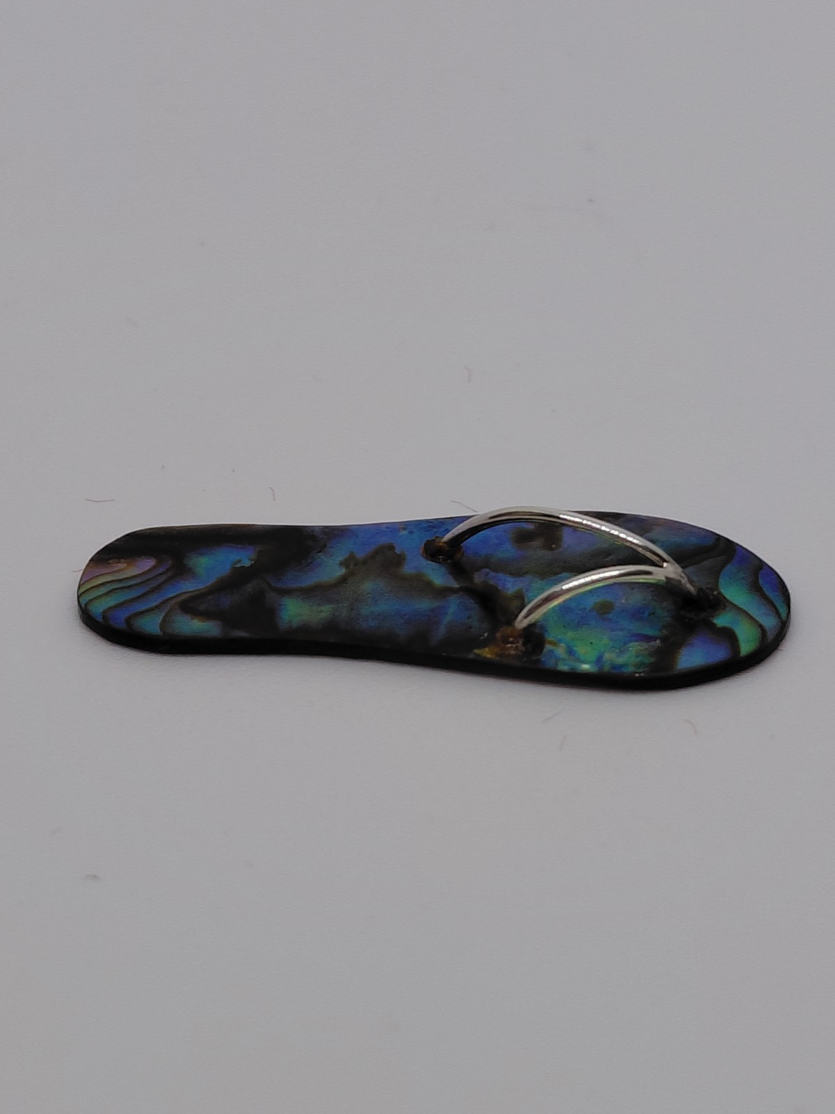 925 Sterling Silver NZ Paua Abalone Shell Jandal Flip Flop Pendant Charm 3cm