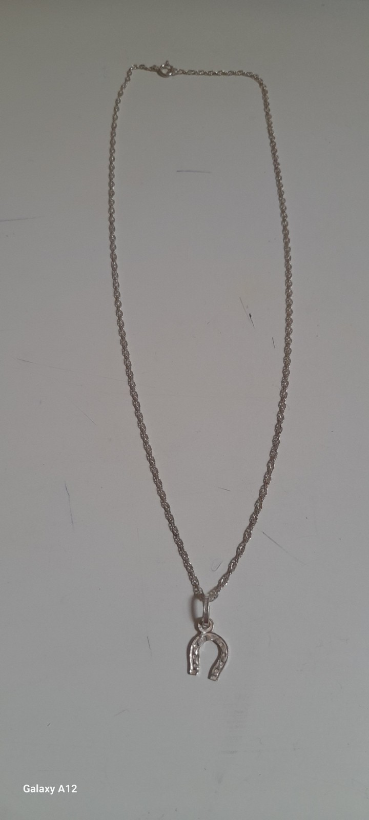 Sterling Silver Necklace W Horseshoe Pendant 40 Cm Or 16 Inch