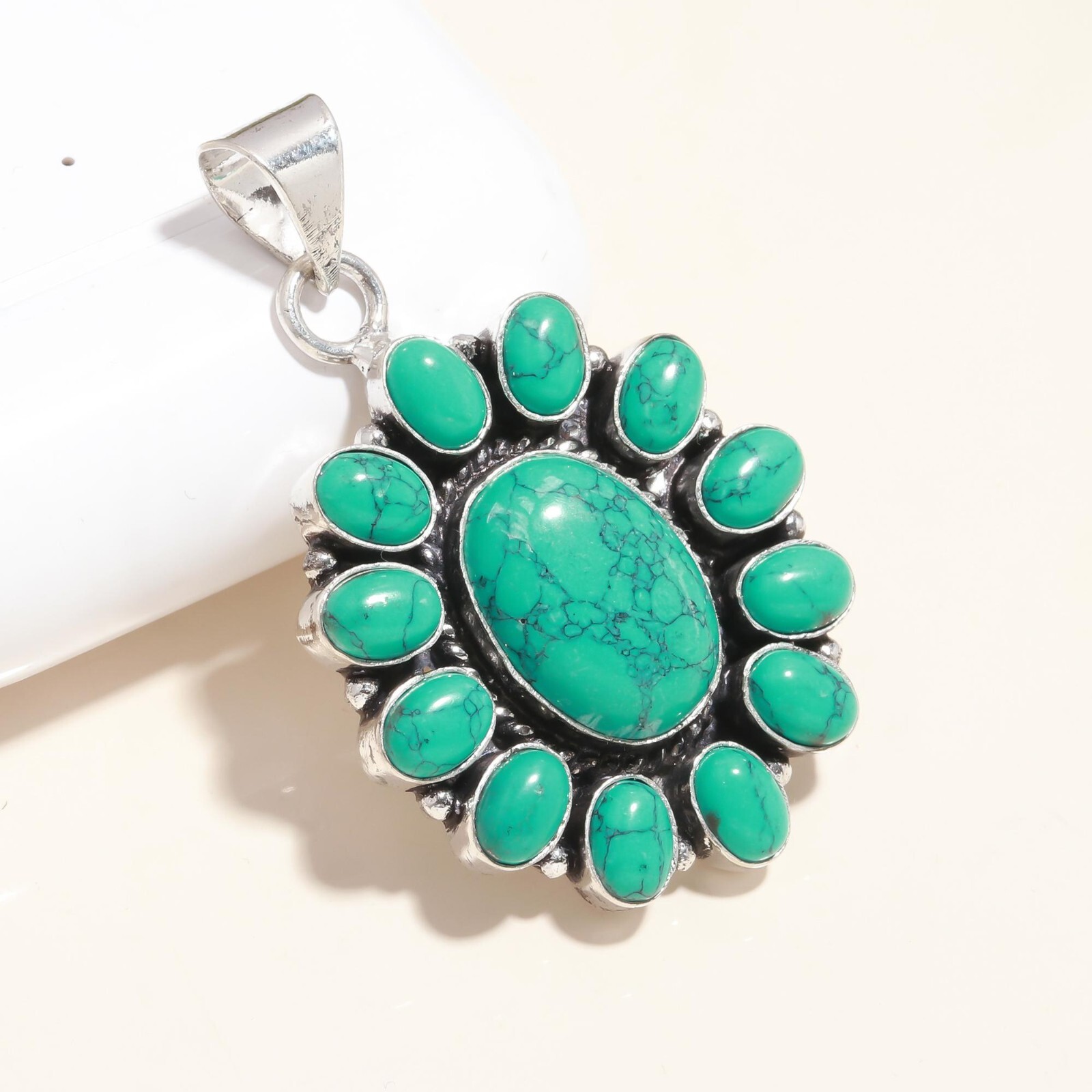 Turquoise Gemstone 925 Sterling Silver Handmade Pendant For Birthday Gift