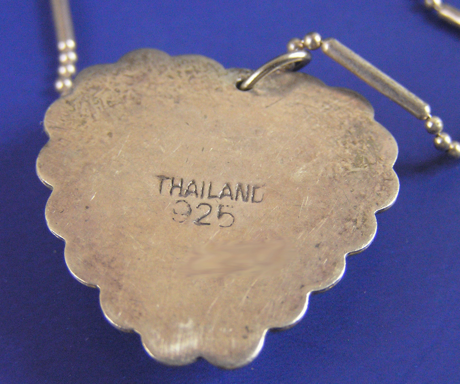Sterling Silver THAILAND 925 Turquoise Heart Pendant Bar Bead Chain Necklace (Tc