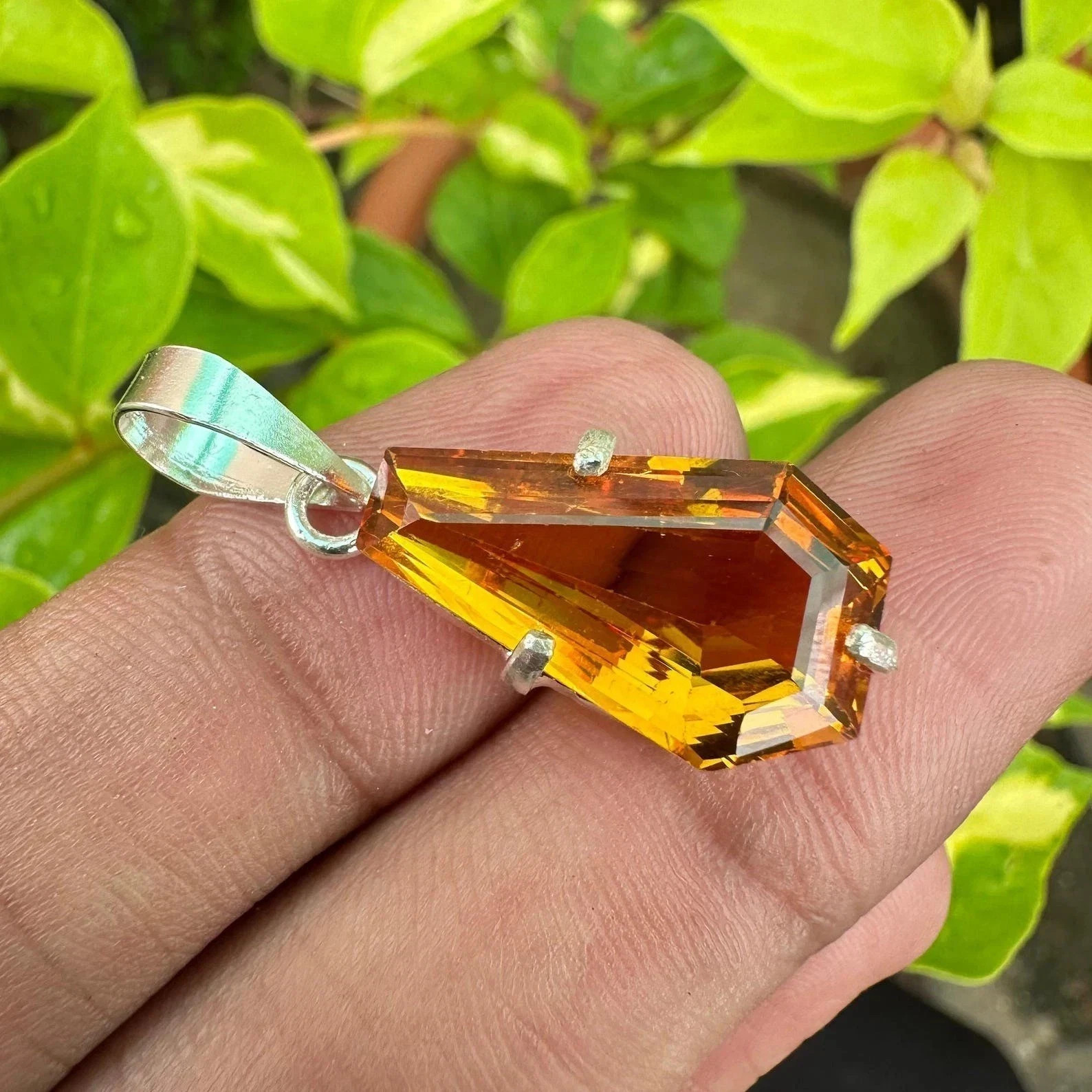 20 Ct Natural Orange Sapphire Certified Loose Gemstone 925 Solid Silver Pendant