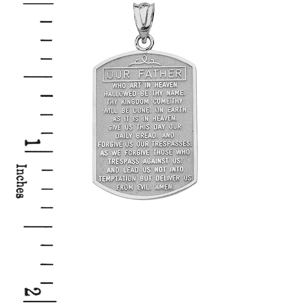 Sterling Silver Our Father Prayer Pendant Necklace