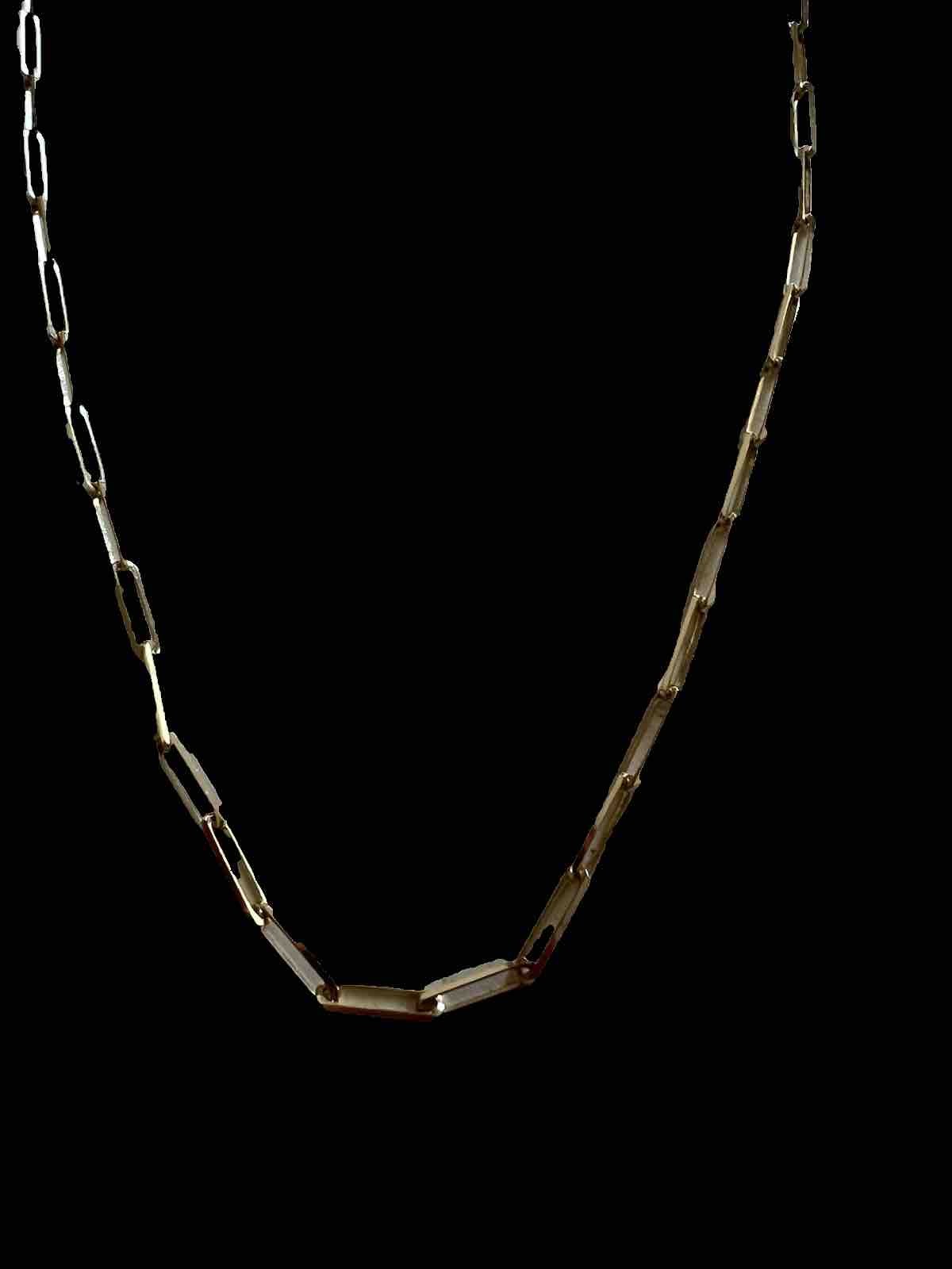 14k Yellow Gold Hollow Paper Clip Chain Necklace 19.5″ 4 grams