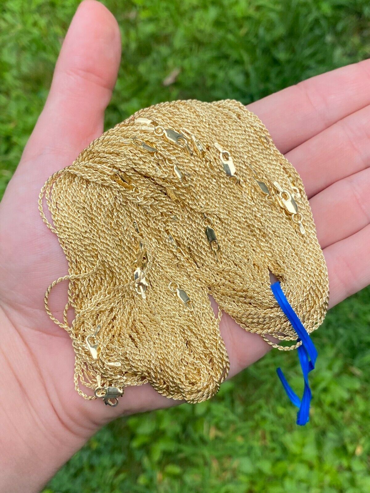 14K Gold Plated Plated 925 Silver Rope Necklace 1.5mm WHOLESALE Resell LOT 10pc