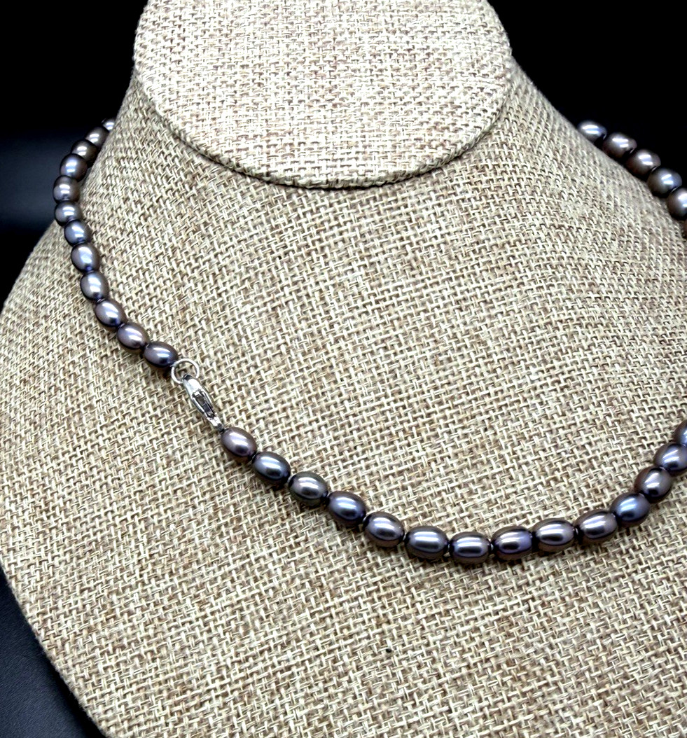 HONORA STERLING SILVER DARK PEACOCK 6-9MM PEARL 18″ NECKLACE NIB