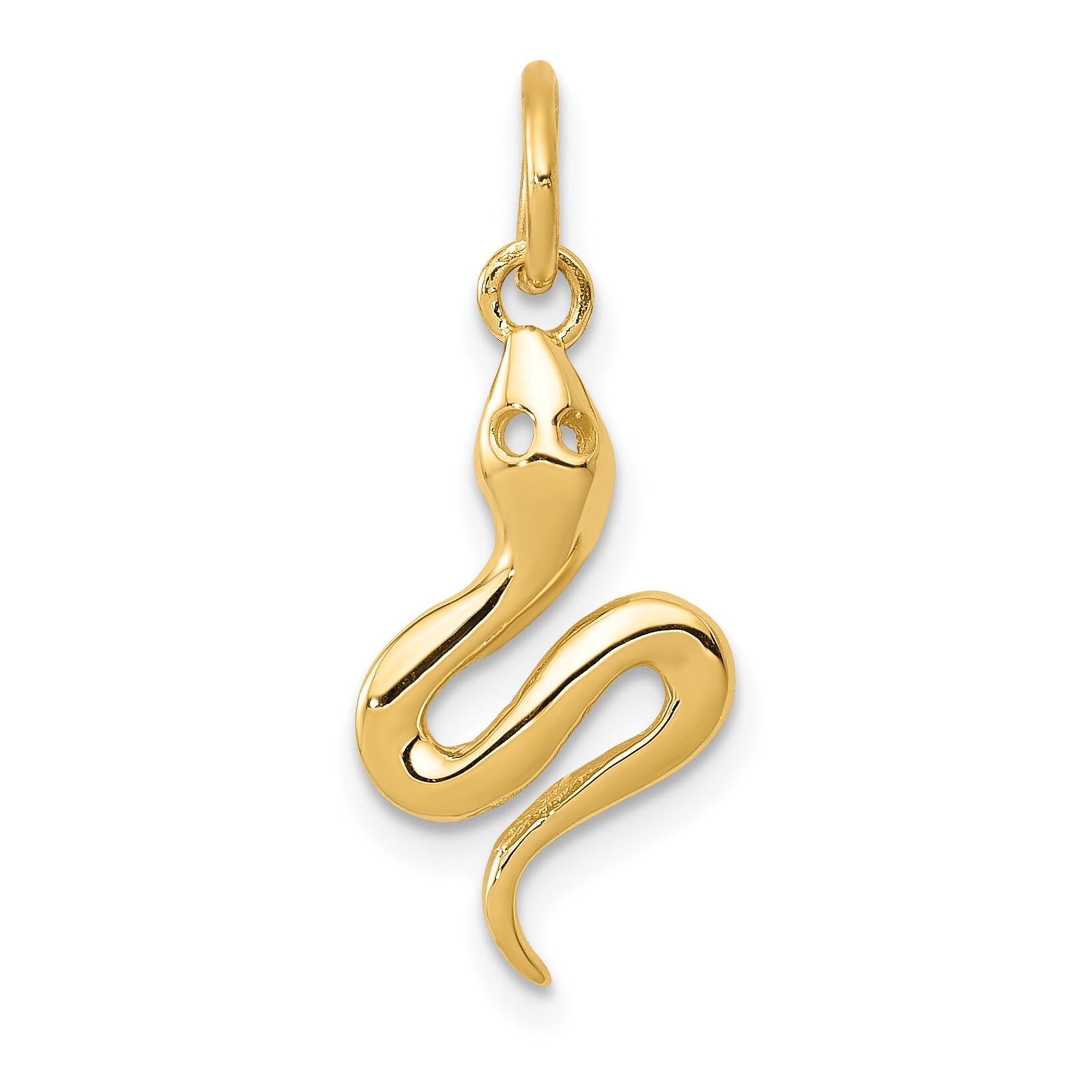 14K Yellow Gold Snake Reptile Charm Pendant Jewerly 21mm x 9mm