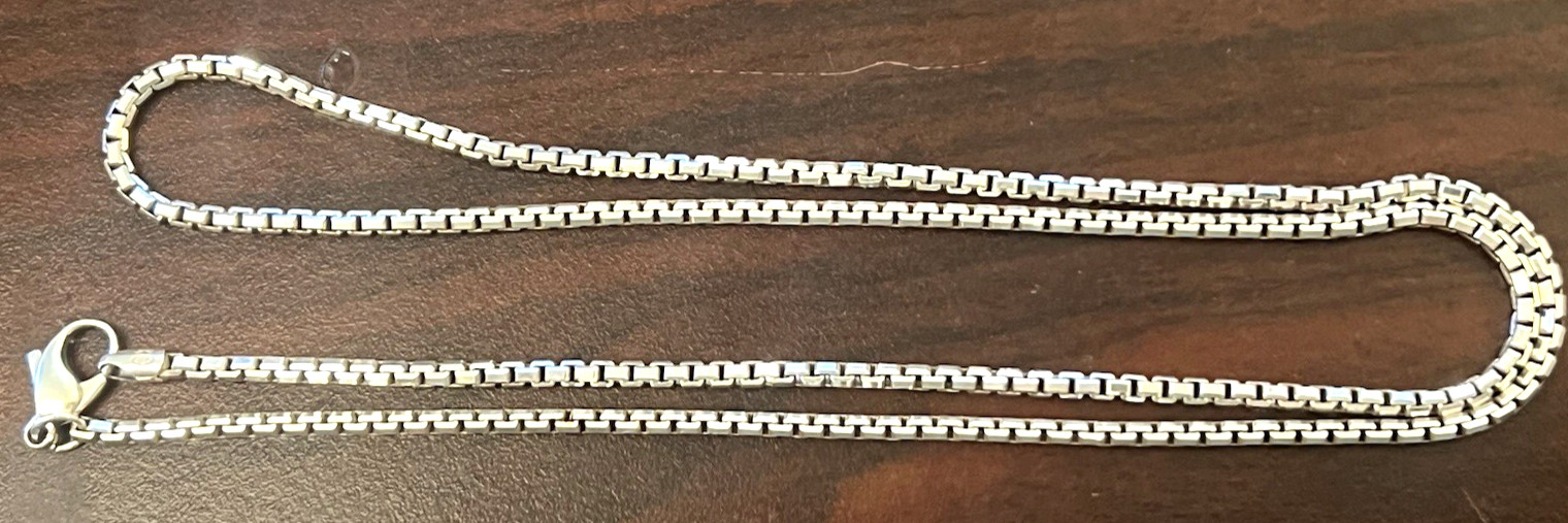Heavyweight 27 Grams Solid Sterling Silver (.925) Box Chain 26″