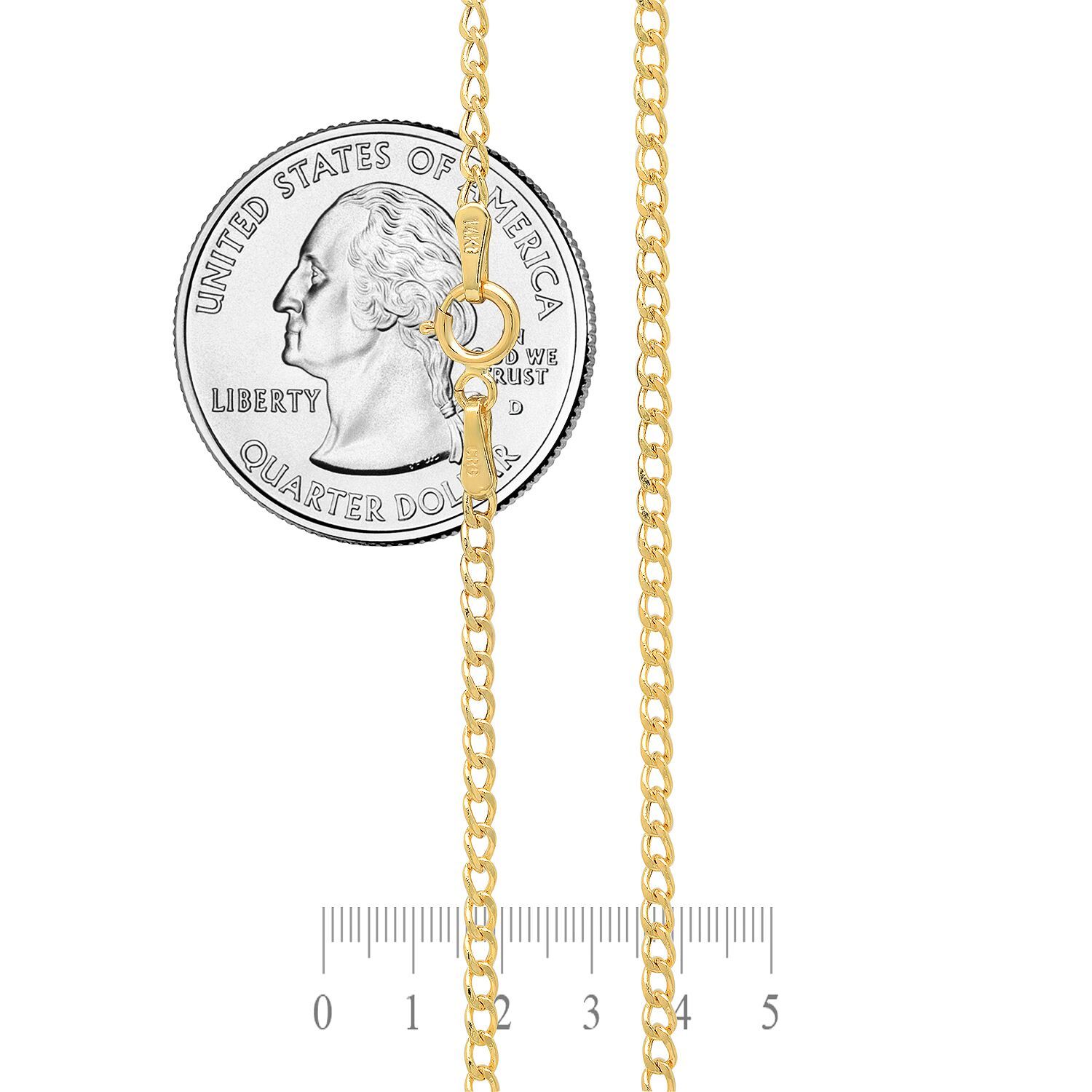 Real 14k Yellow Gold Cuban Link Curb Chain Pendant Necklace Size 16″-30″ Hollow