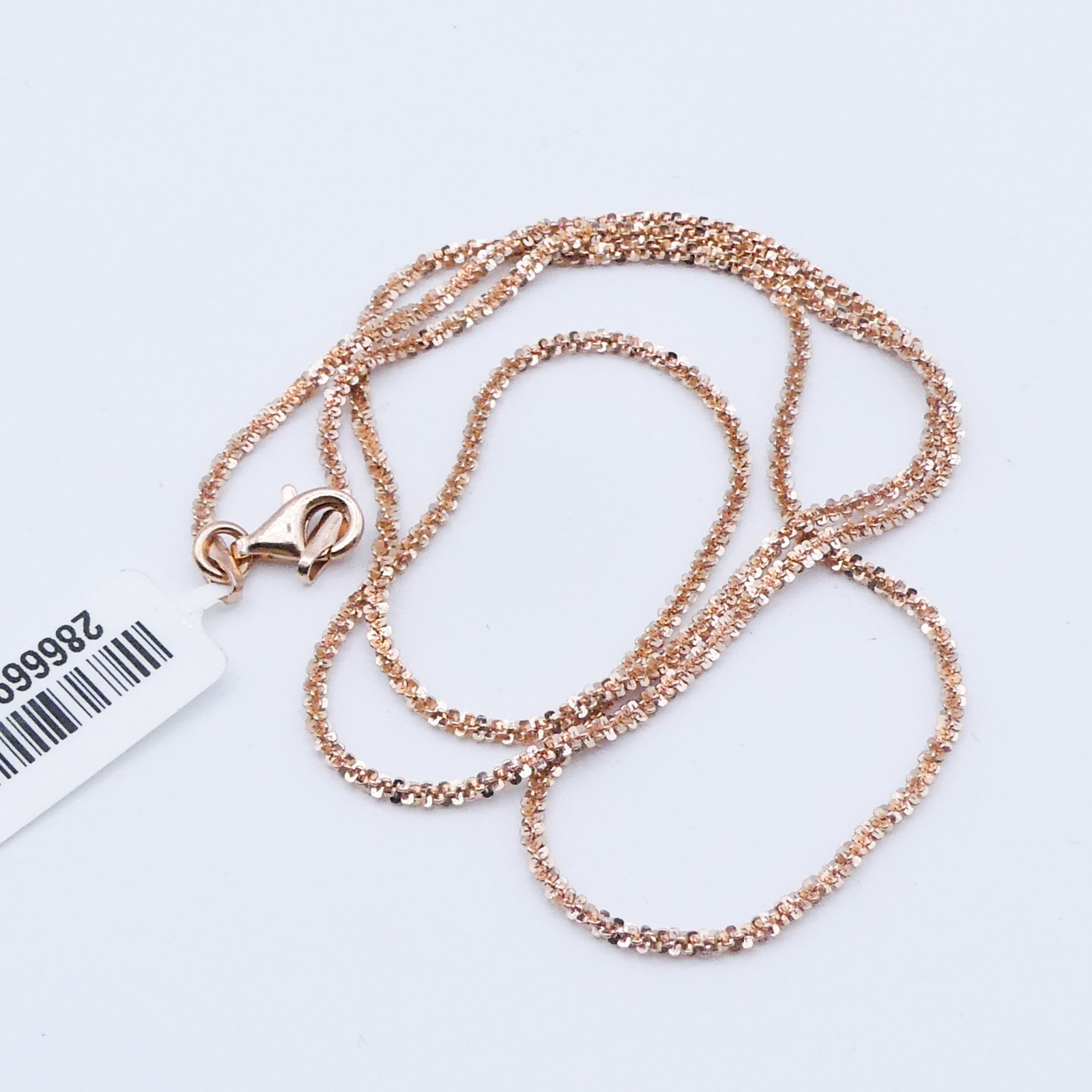 Rose Gold Over Sterling Silver Twisted Confetti 24″ Chain Necklace Stackable