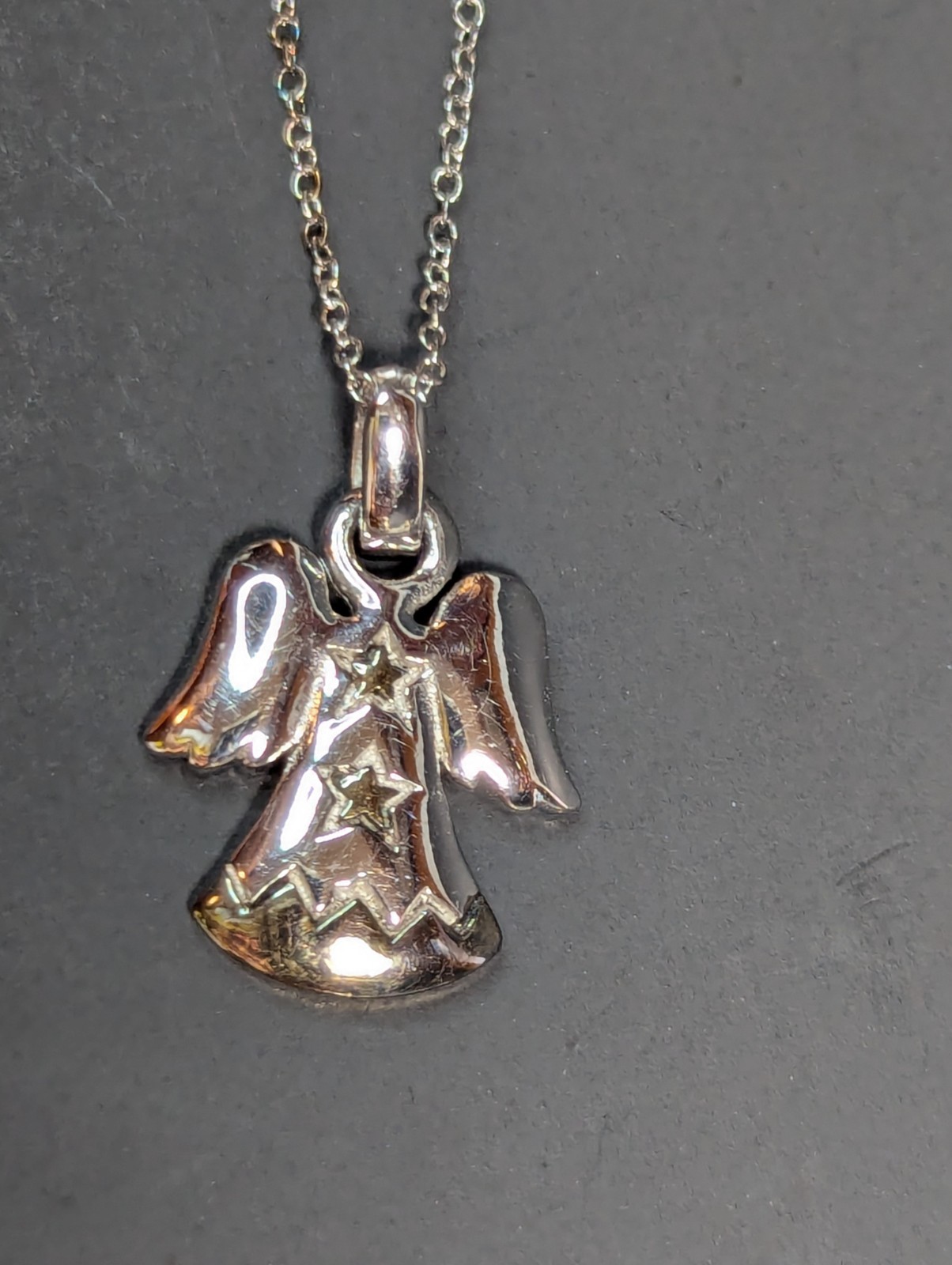 NF 925 Sterling Silver Angel Pendant 18″ Chain Necklace Thailand
