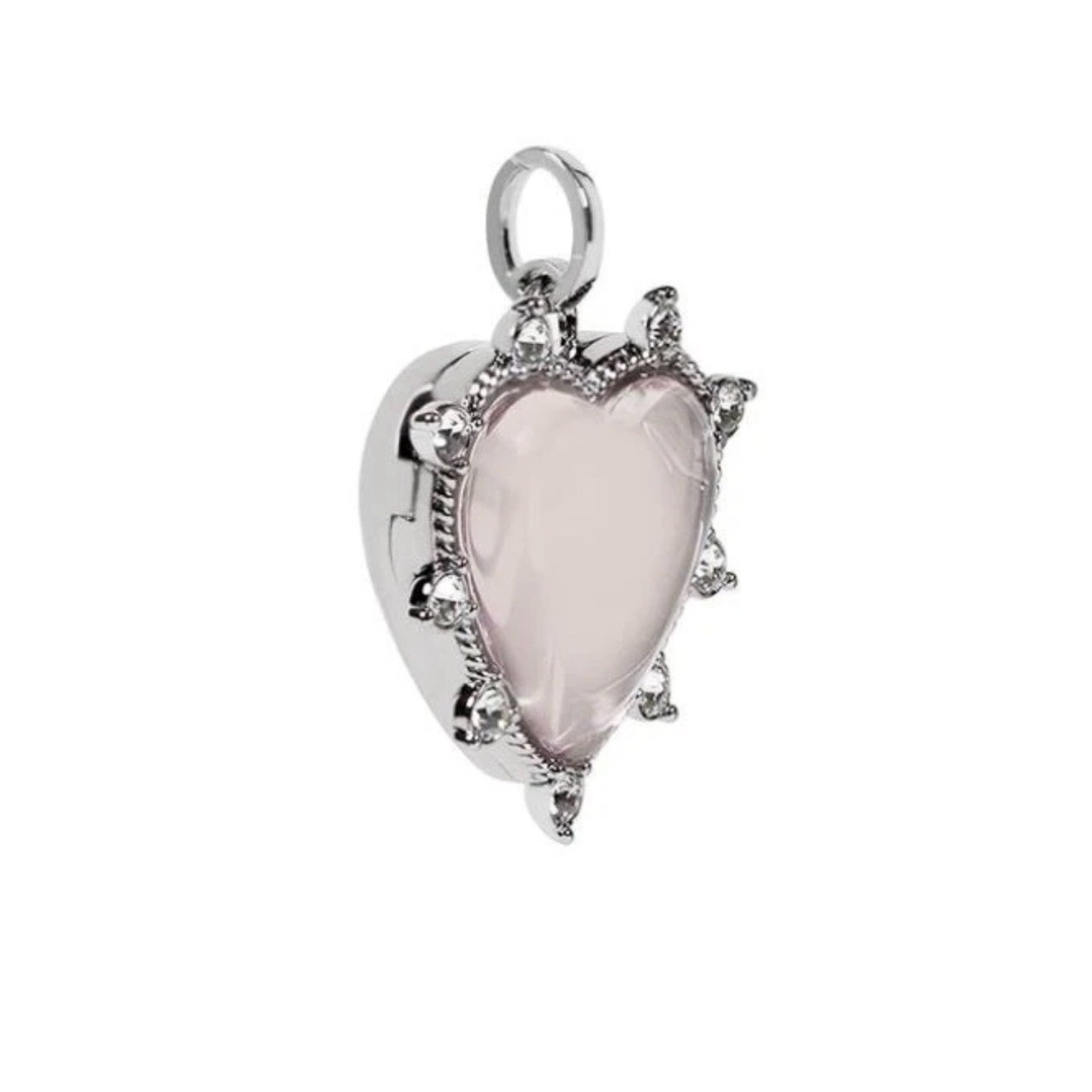 Origami Owl Silver Hinged Puffy Heart Locket with Swarovski Crystals