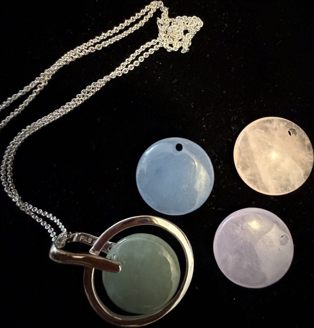 Sterling Silver 925 Jade Round Bezel Charm Pendant Necklace Cable Chain Lobster