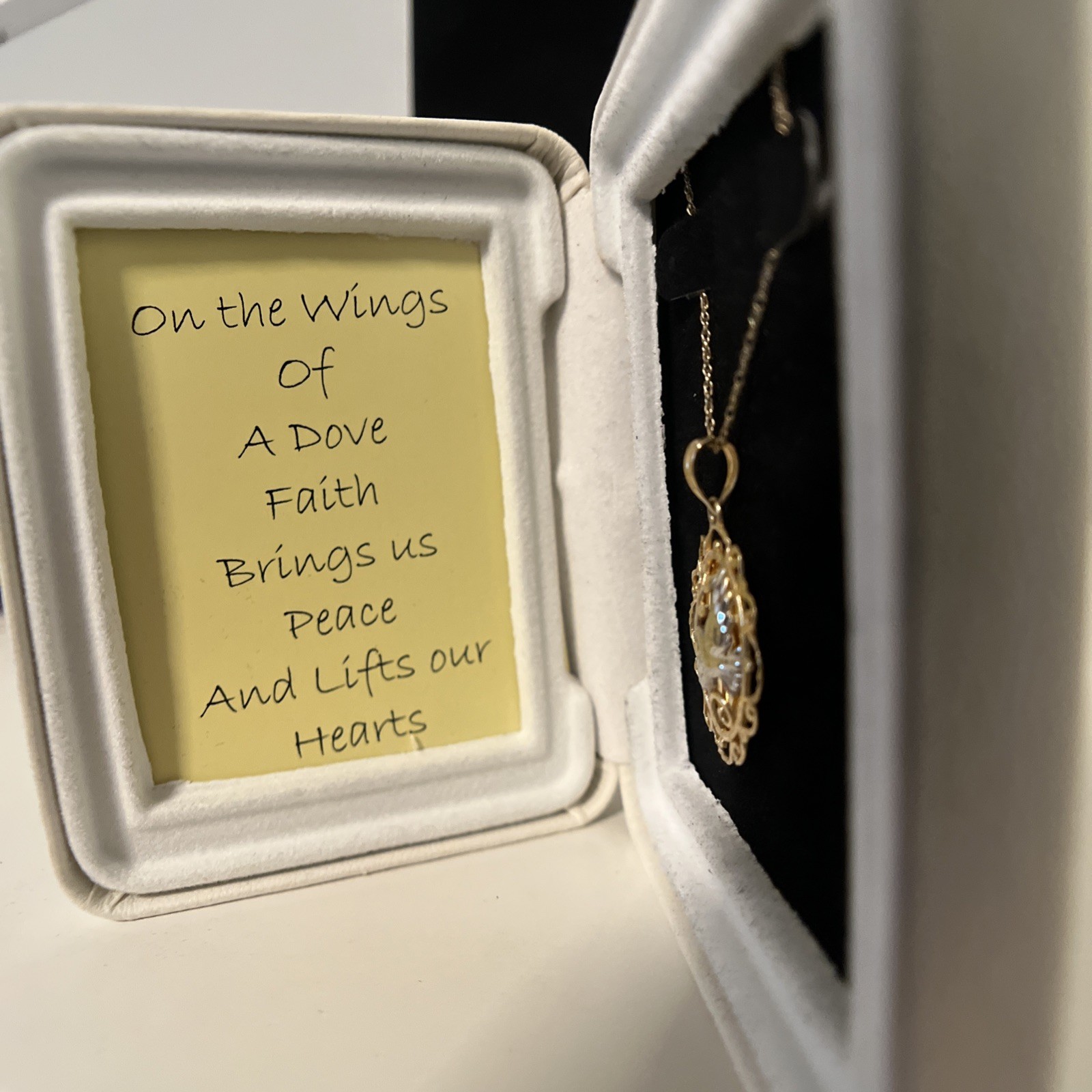 Michael Anthony 10K Gold Dove Olive Branch Pendant Necklace Two Tone Faith w/Box