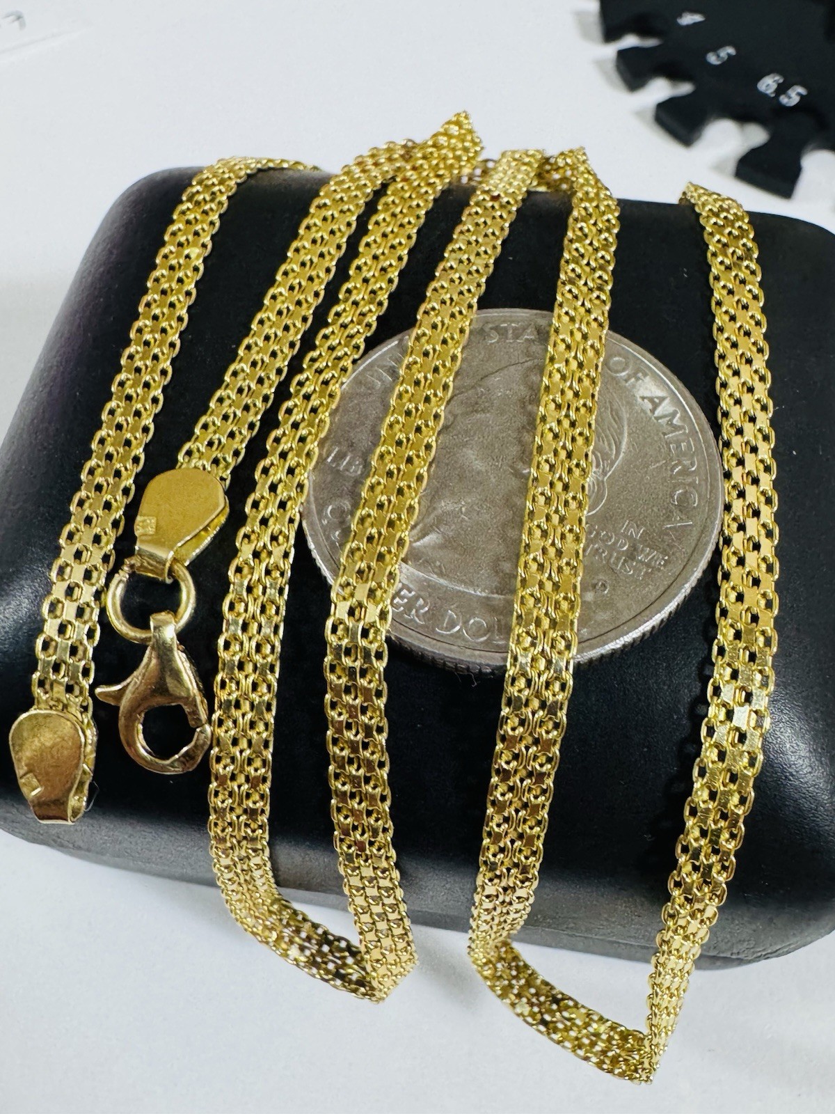 18C 18K 750 Genuine Gold Mesh Chain Necklace 21.8/22” Long 9.7g 3.8mm MENS-WOMEN