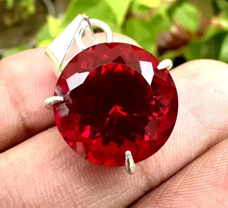 Natural 25.12 Ct Round Cut Red Ruby Pendant AGL Certified Loose Gemstone
