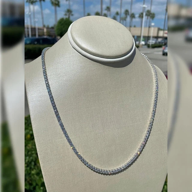 11CT Pear Cut Lab Created Diamond Women’s Tennis Necklace 14K White Gold Plated