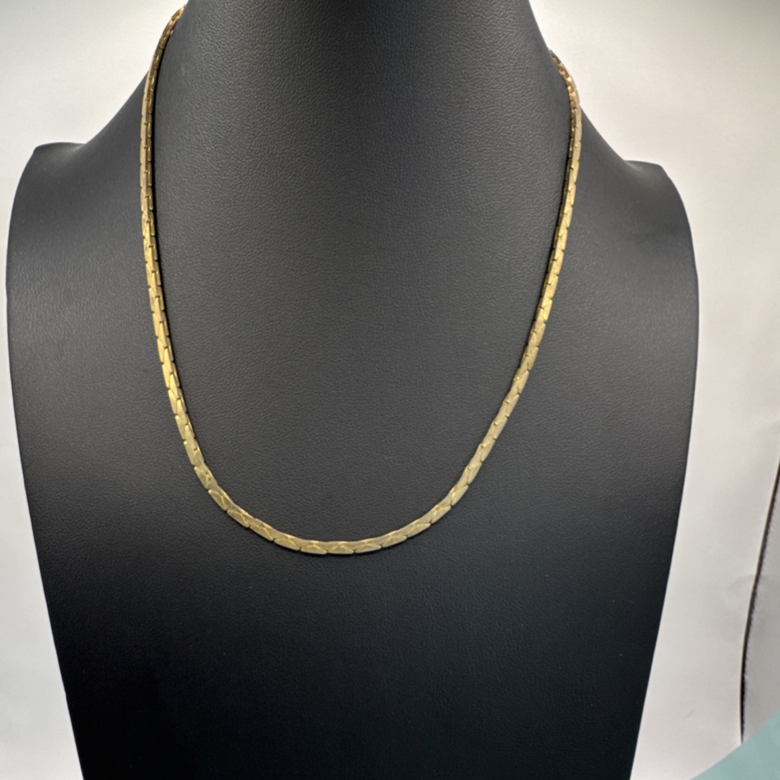 Vintage Korean Gold Plated Yellow Gold Cobra Herringbone Chain