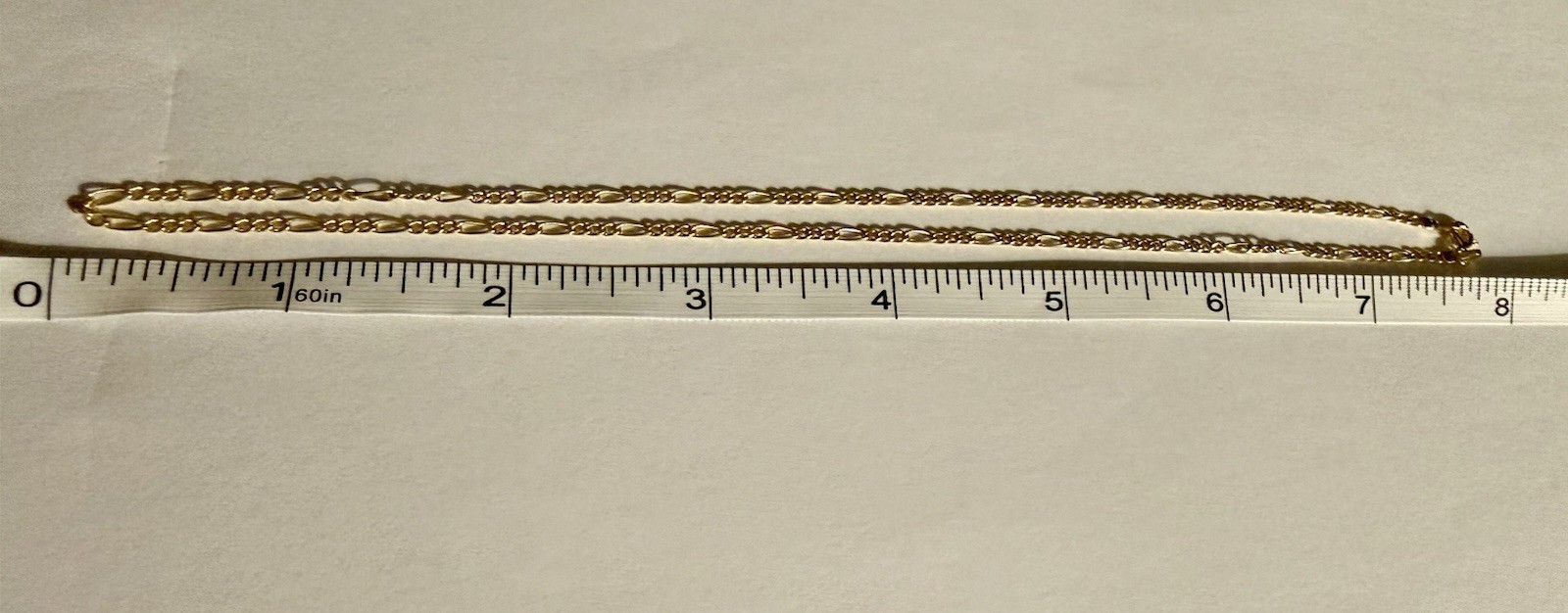 10k Pure Yellow Gold Figaro Chain Necklace 16 inch 2mm Spring Ring Closure