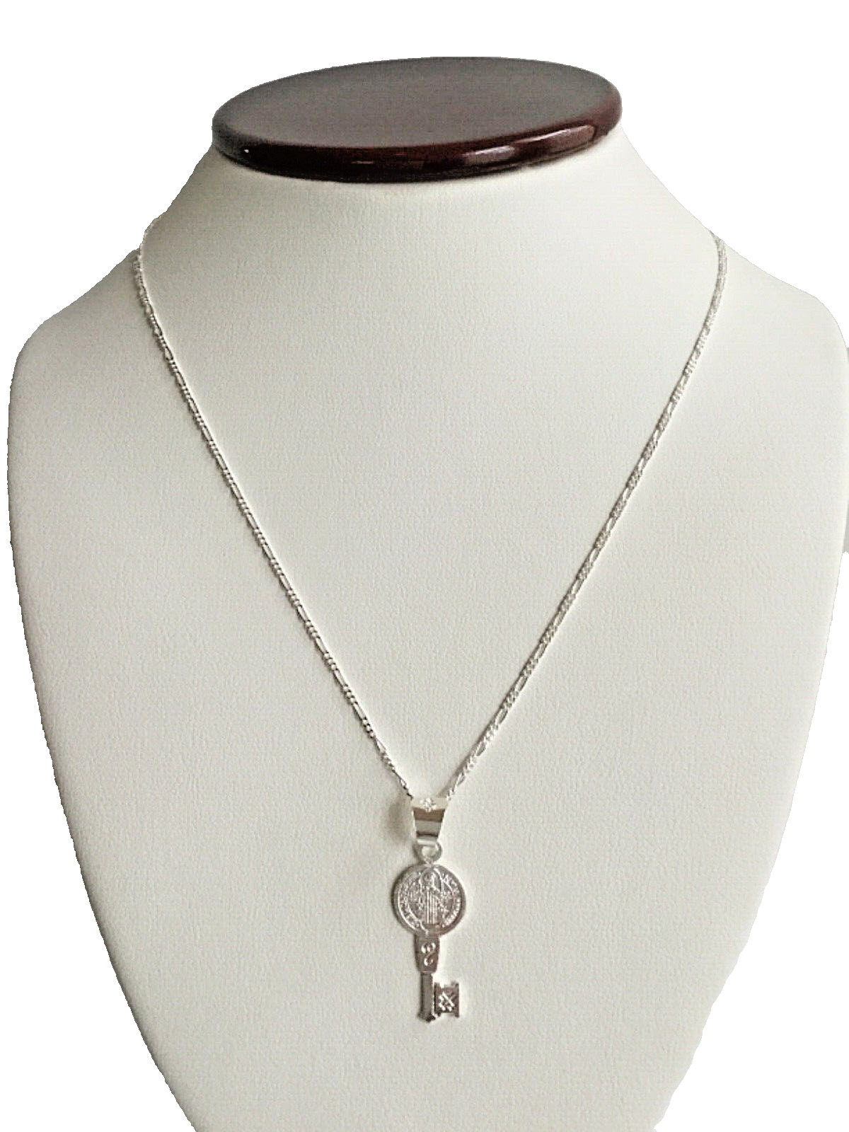 STERLING SILVER SAINT BENEDICT KEY 18″/CADENA DE SAN BENITO LLAVE 18″ – 32x11mm