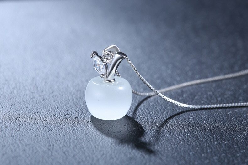 925 Sterling Silver pendant apple with a leaf without chain DL297W