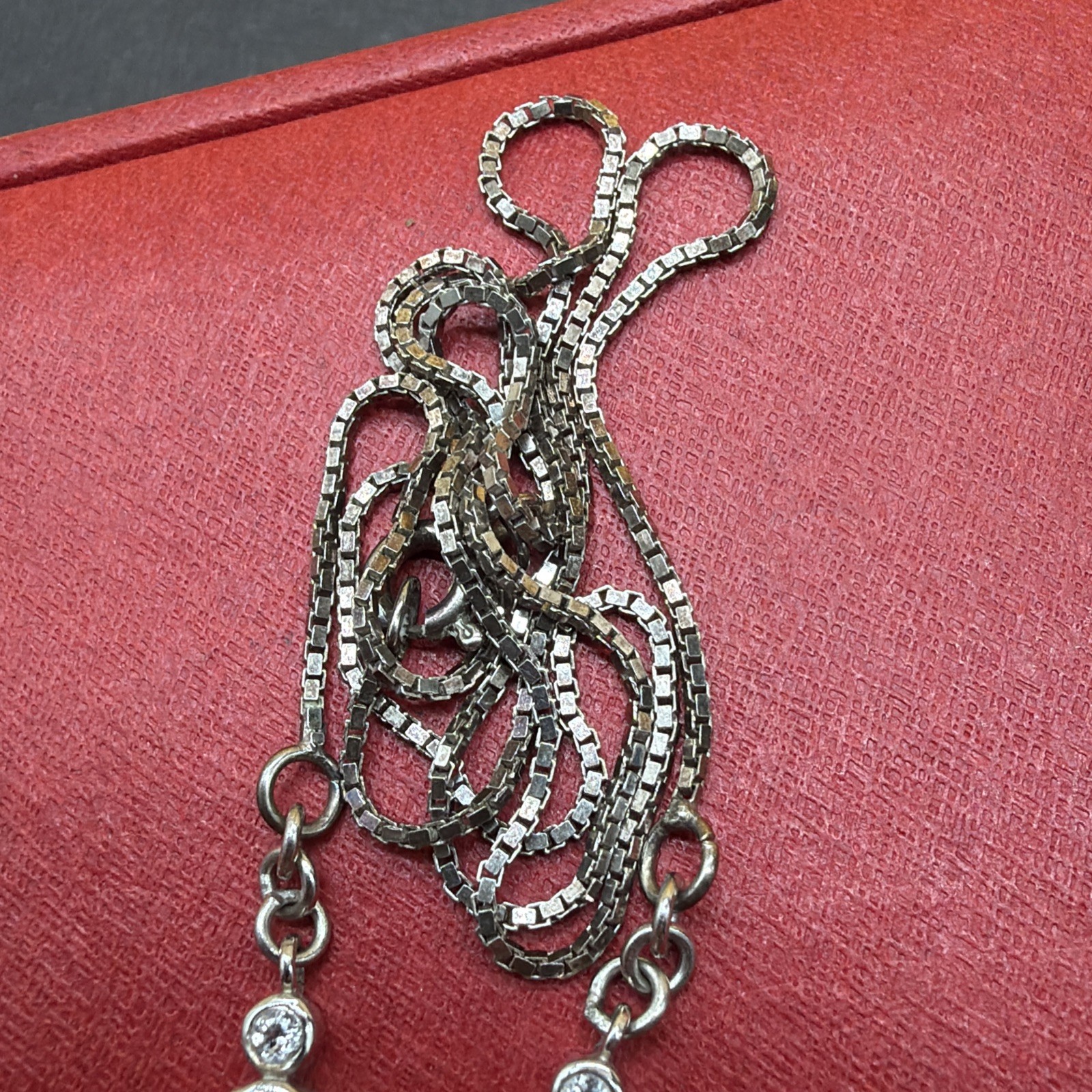 Beautiful Faceted Amethyst Teardrop Pave Halo Vintage Sterling Necklace 18”!