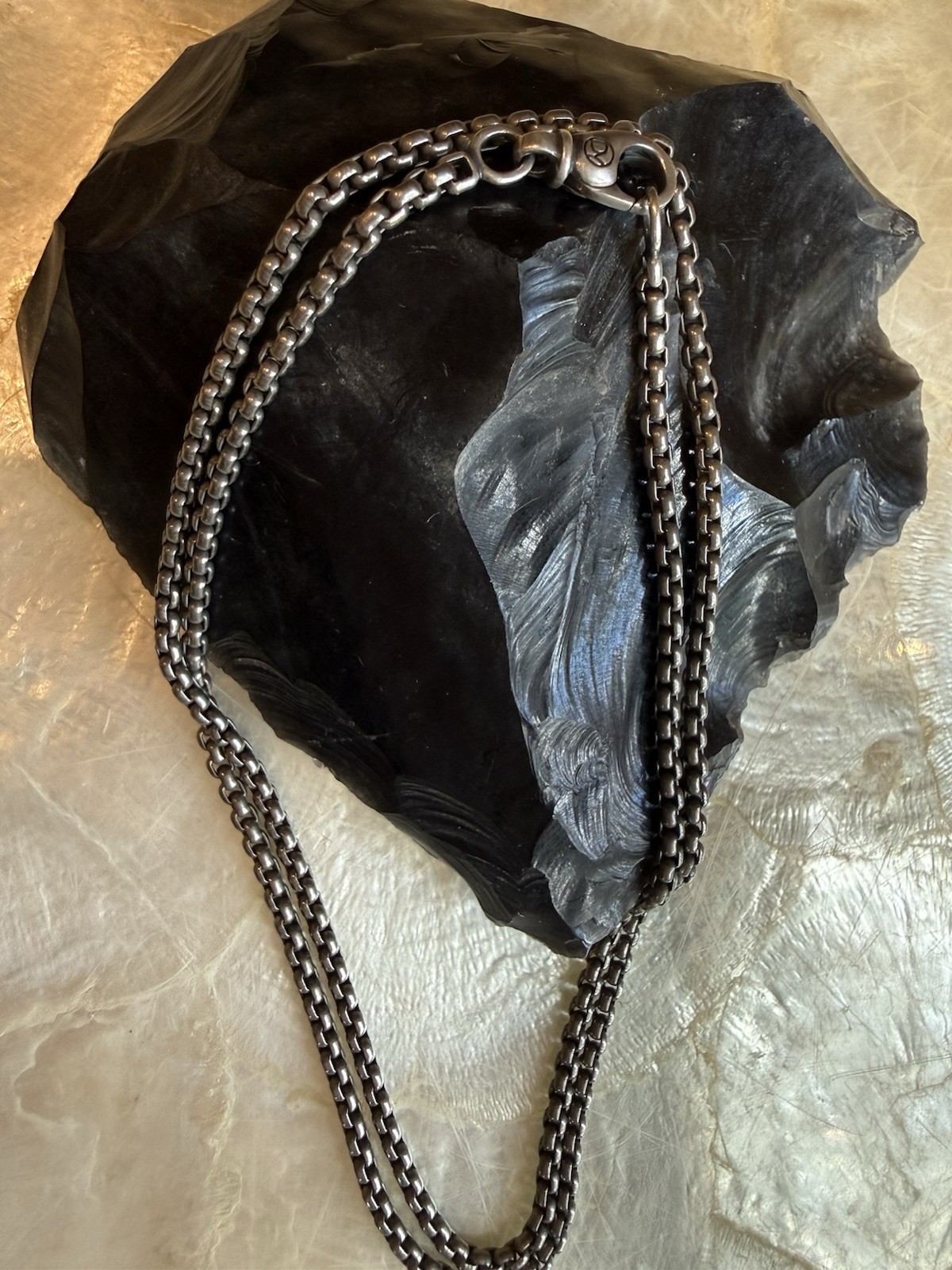 David Yurman Sterling Silver 925 Titanium Box Chain 22″ UNISEX Subtle Statement