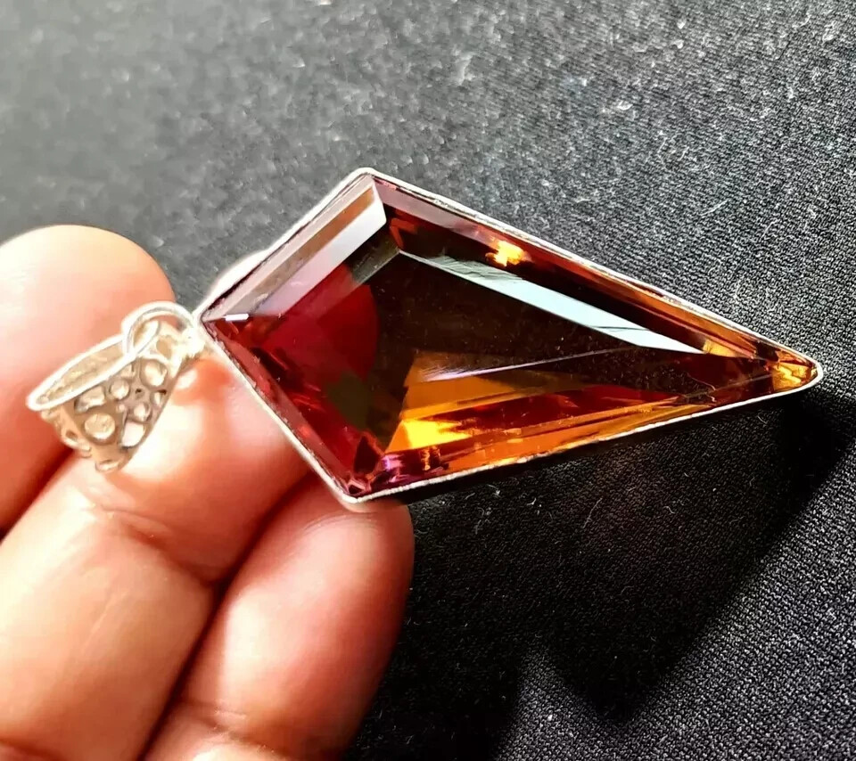 80 CT+ Certified Fancy Cut Natural Zultanite 7 Color Pendant 925 Silver Jewelry