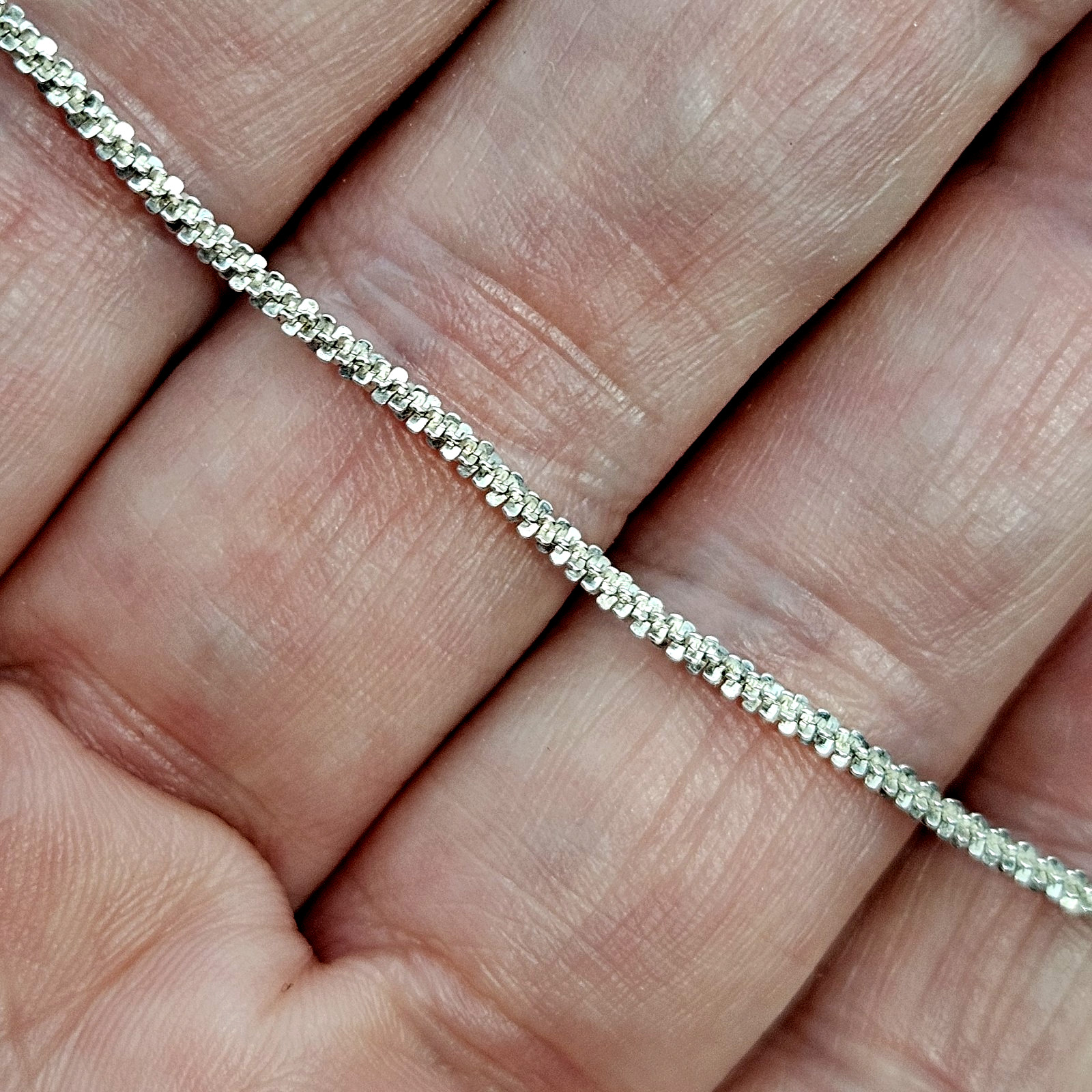 FAS Italy 925 Sterling Silver Margherita Sparkle Chain Necklace 18.5″