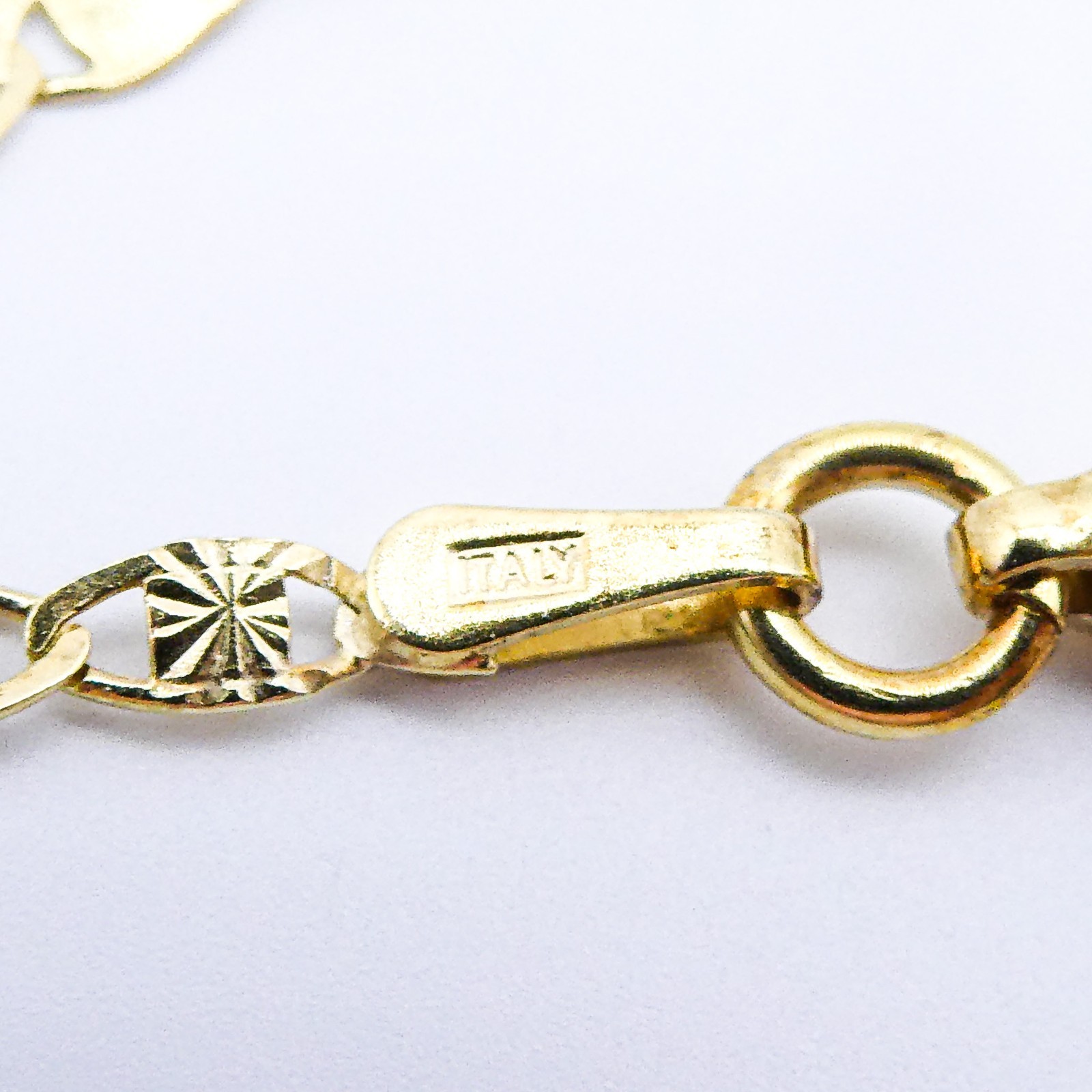 Gold Plated Sterling Silver Italy Textured Link Chain Mens Womens 24″ Necklace