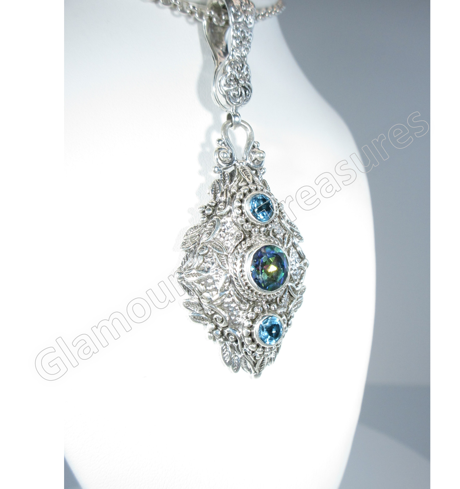 Sarda Sterling Silver & Unicorn Dreams Mystic Topaz & Swiss Blue Topaz Pendant