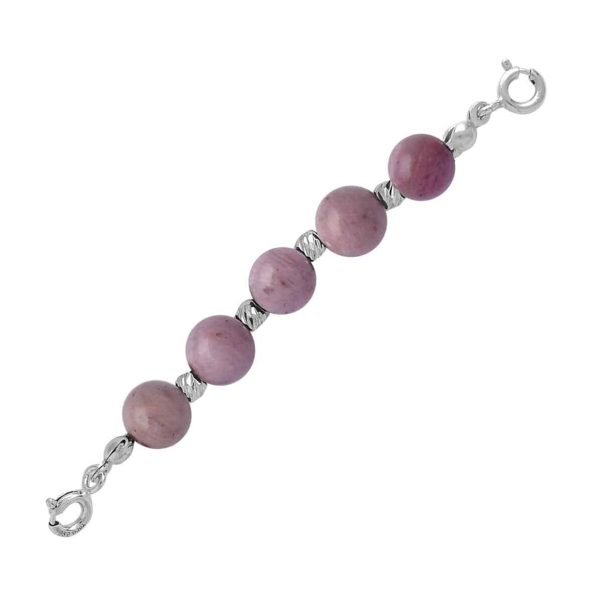 2.5″ Rhodonite Multi-Function Beaded Chain Extender Rhodium Plated Sterling
