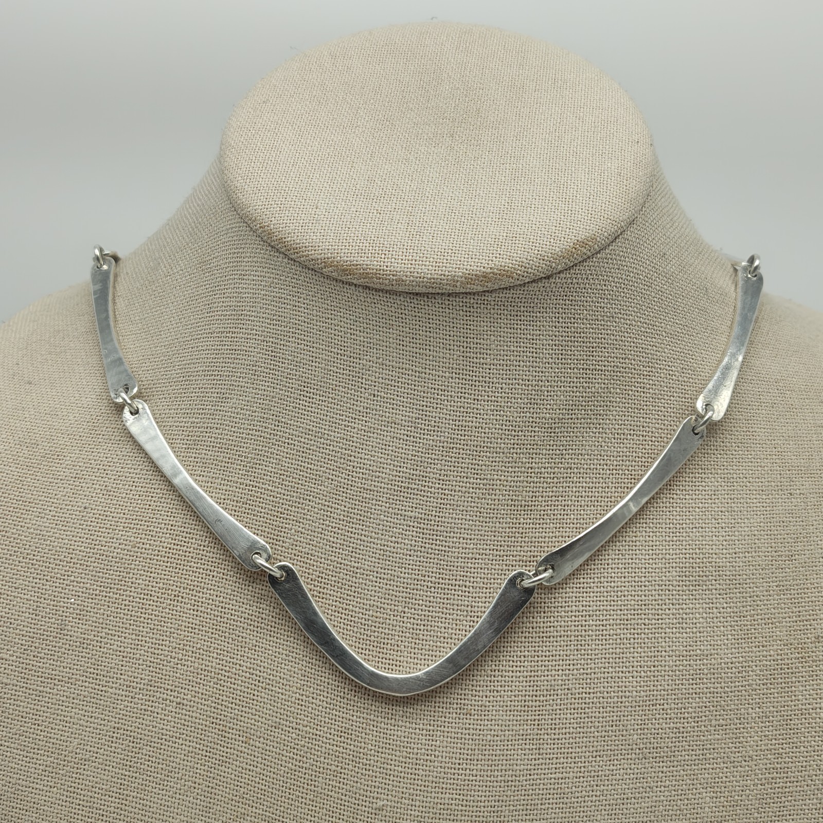 Vintage Jeep Collins Sterling Silver 925 Flat Bar Link Chain Necklace 20″