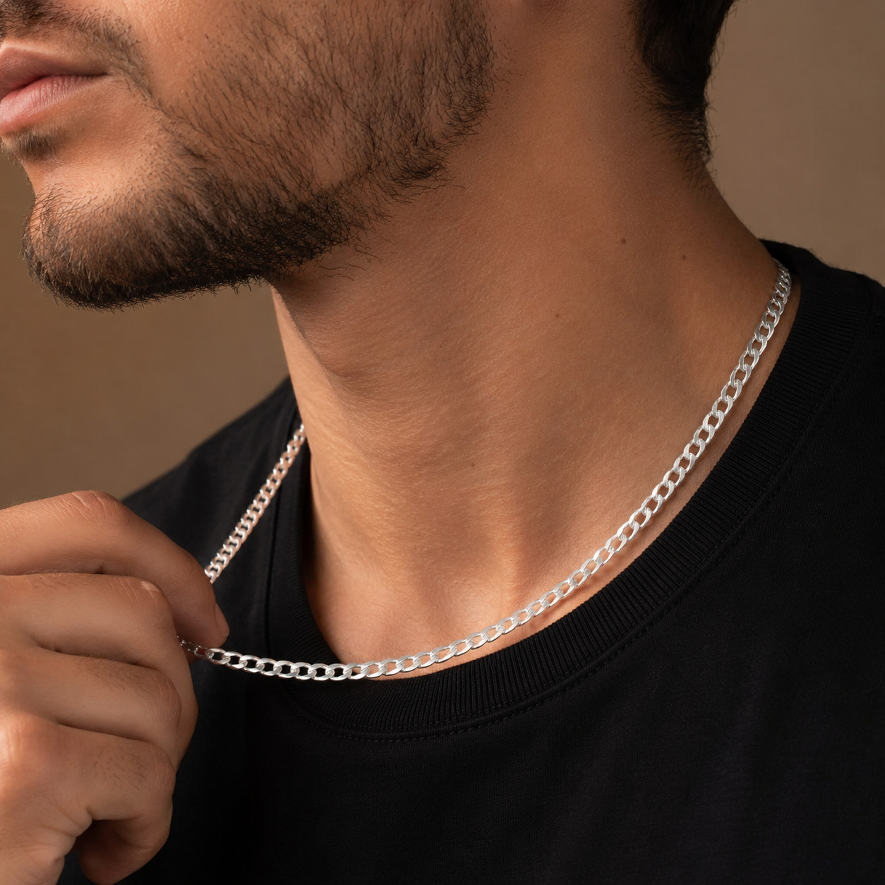 925 Sterling Silver Beveled Curb Chain Necklace – 4.4mm