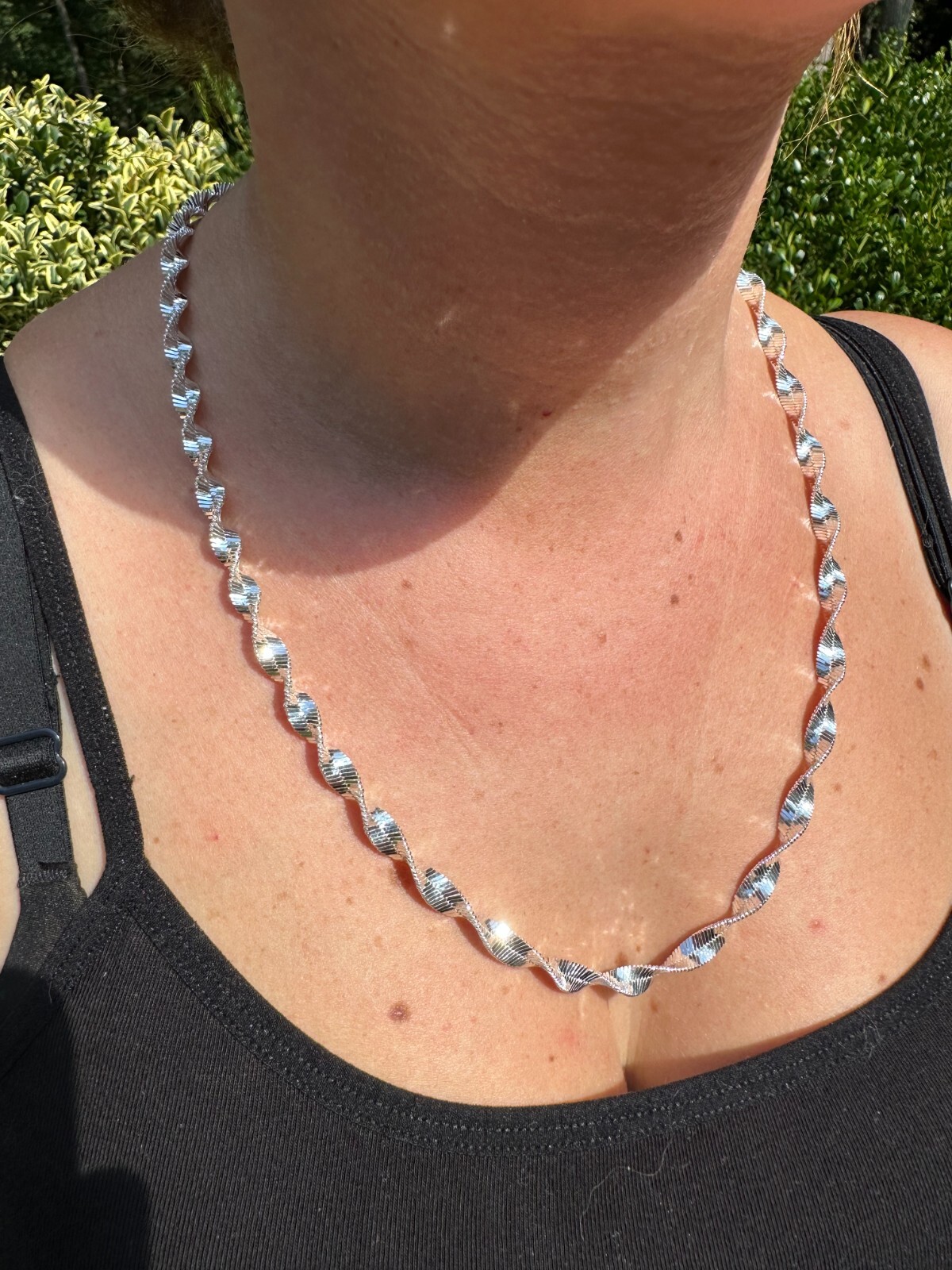 Real 925 Sterling Silver 6mm Loose Singapore Rope Chain Necklace Herringbone