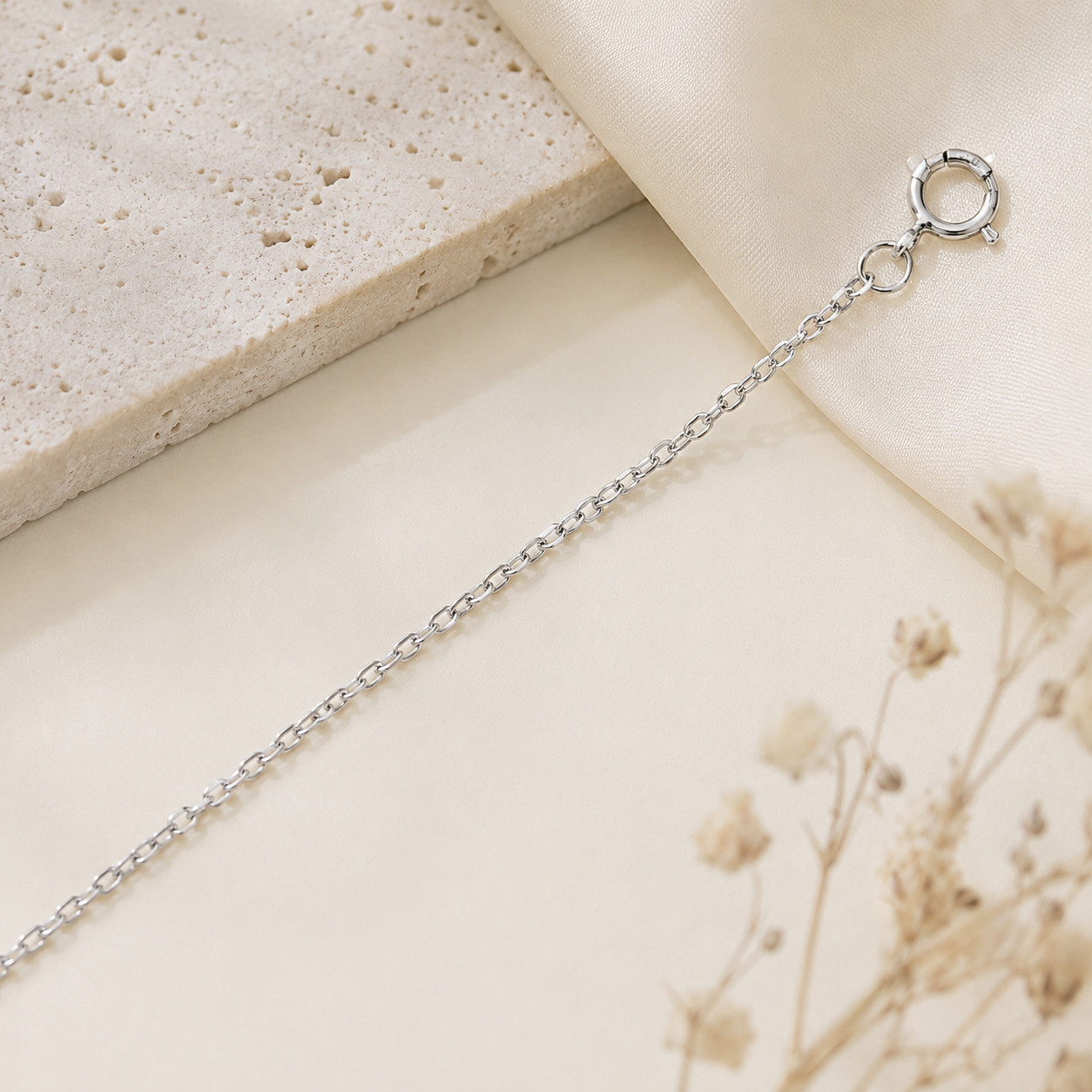 925 Sterling Silver Rhodium Plated Cable Chain Necklace – 1.9mm
