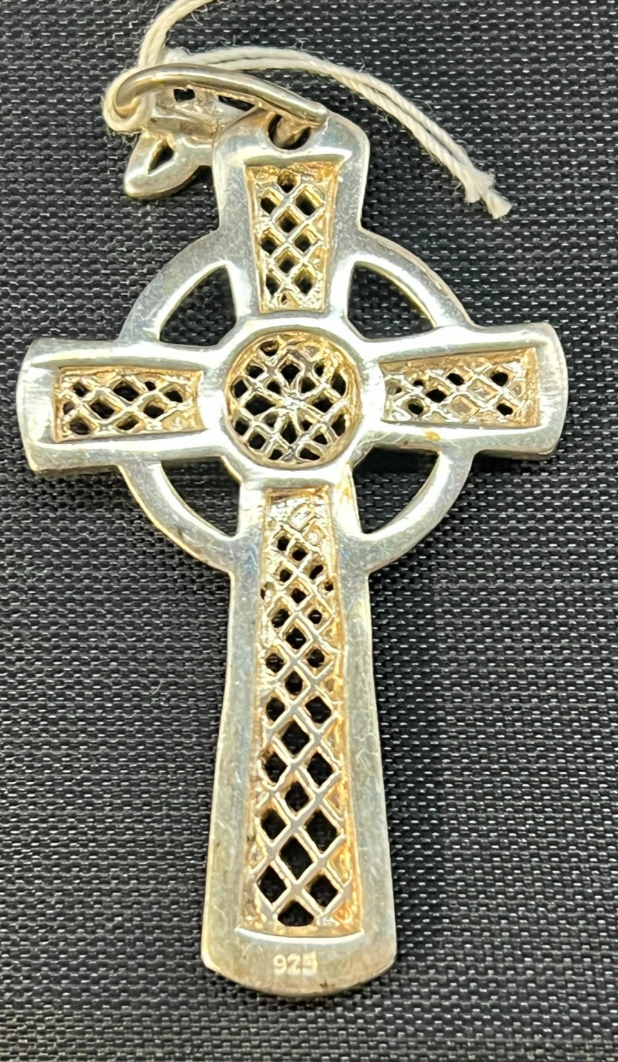 Sterling Silver 925 Irish Celtic Knot Cross Pendant Ireland Openwork 2.25″ Long