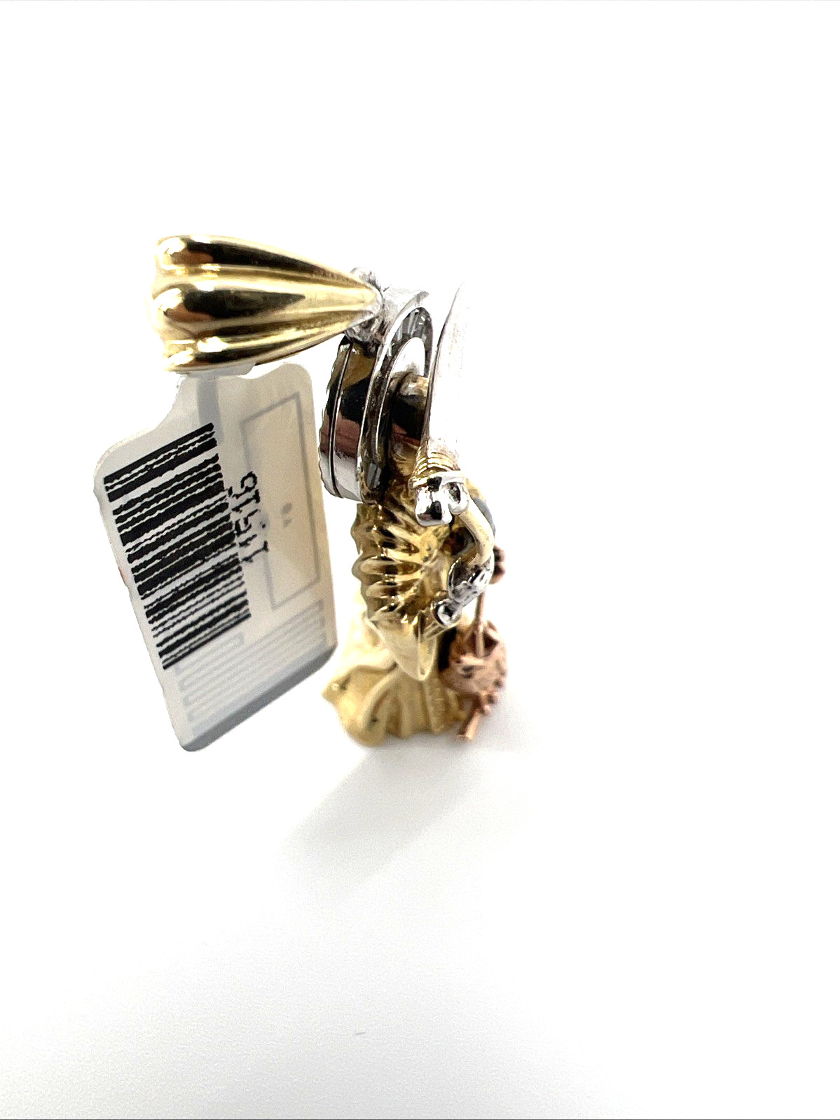 10K Tri-Color Gold Santa Muerte Pendant 2″ Italian CZ Santisima Muerte Authentic