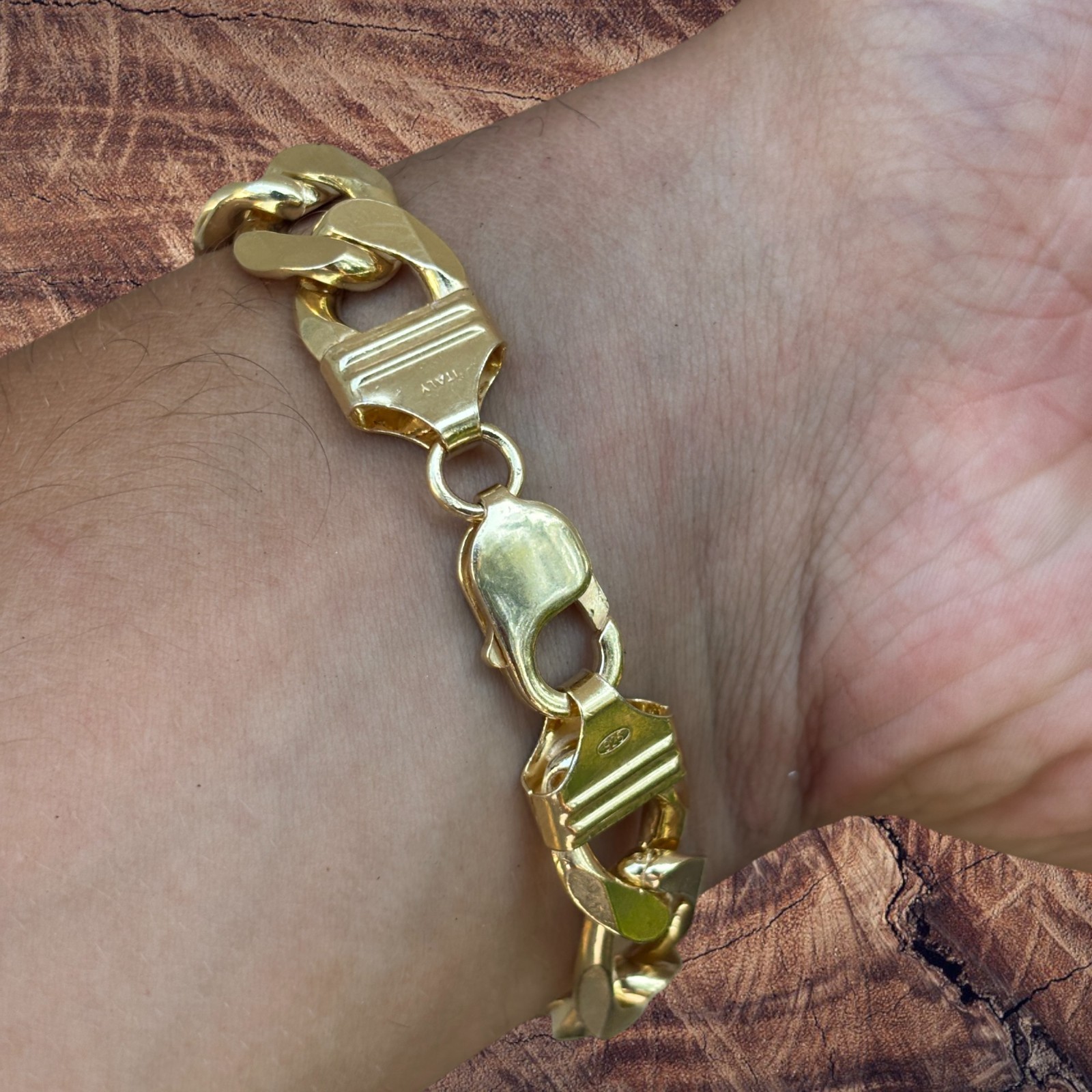 13mm Figaro Bracelet – 925 Sterling Silver or 14k Gold Vermeil Made in Italy