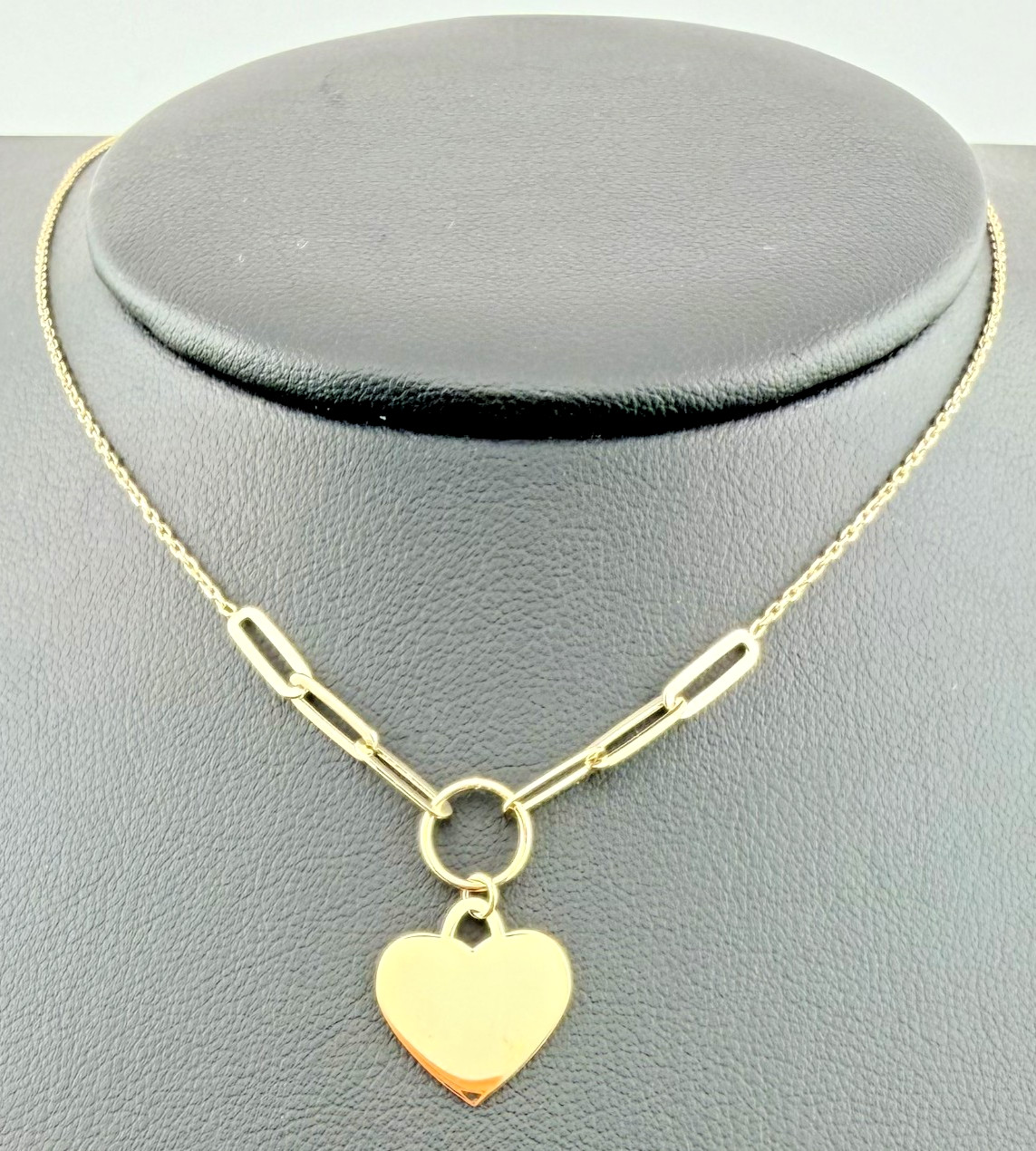 14 K Yellow Gold Heart Necklace , 17″+1 ” Extension