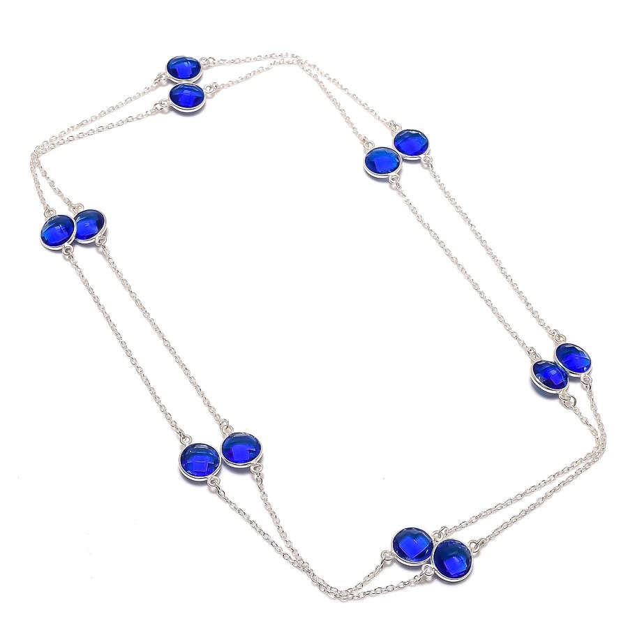Tanzanite 925 Sterling Silver Gemstone Decent Chain Jewelry Necklace 36″ CH 5107