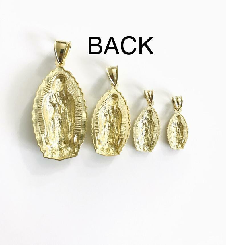 10K Solid Gold Virgen of Guadalupe Pendant, 10K Gold Virgen Mary Pendant- GP79