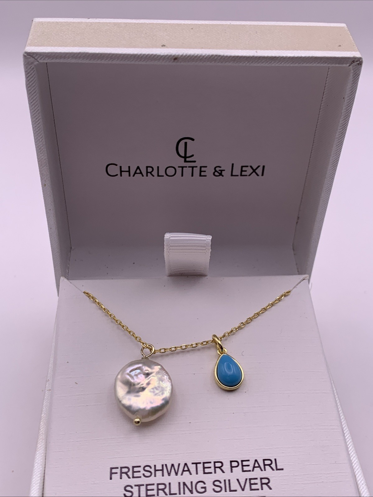 Yellow metal Necklace 18” New In Box Charlotte & Lexi