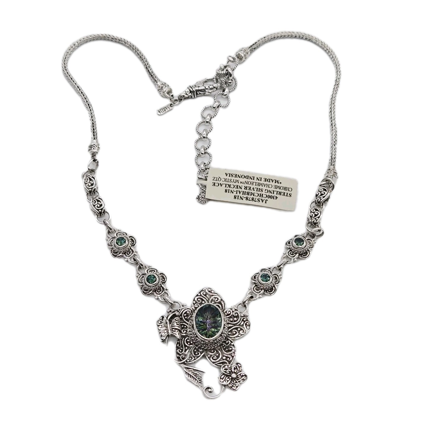 Sarda Wildflower Necklace Mystic Quartz Topaz Bali Sterling Silver 925 Flower
