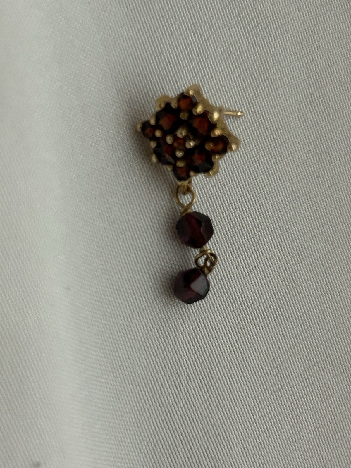 Vintage 10K, Gold Bohemian Garnet Lavalier Y-Necklace Matching Cluster Charm