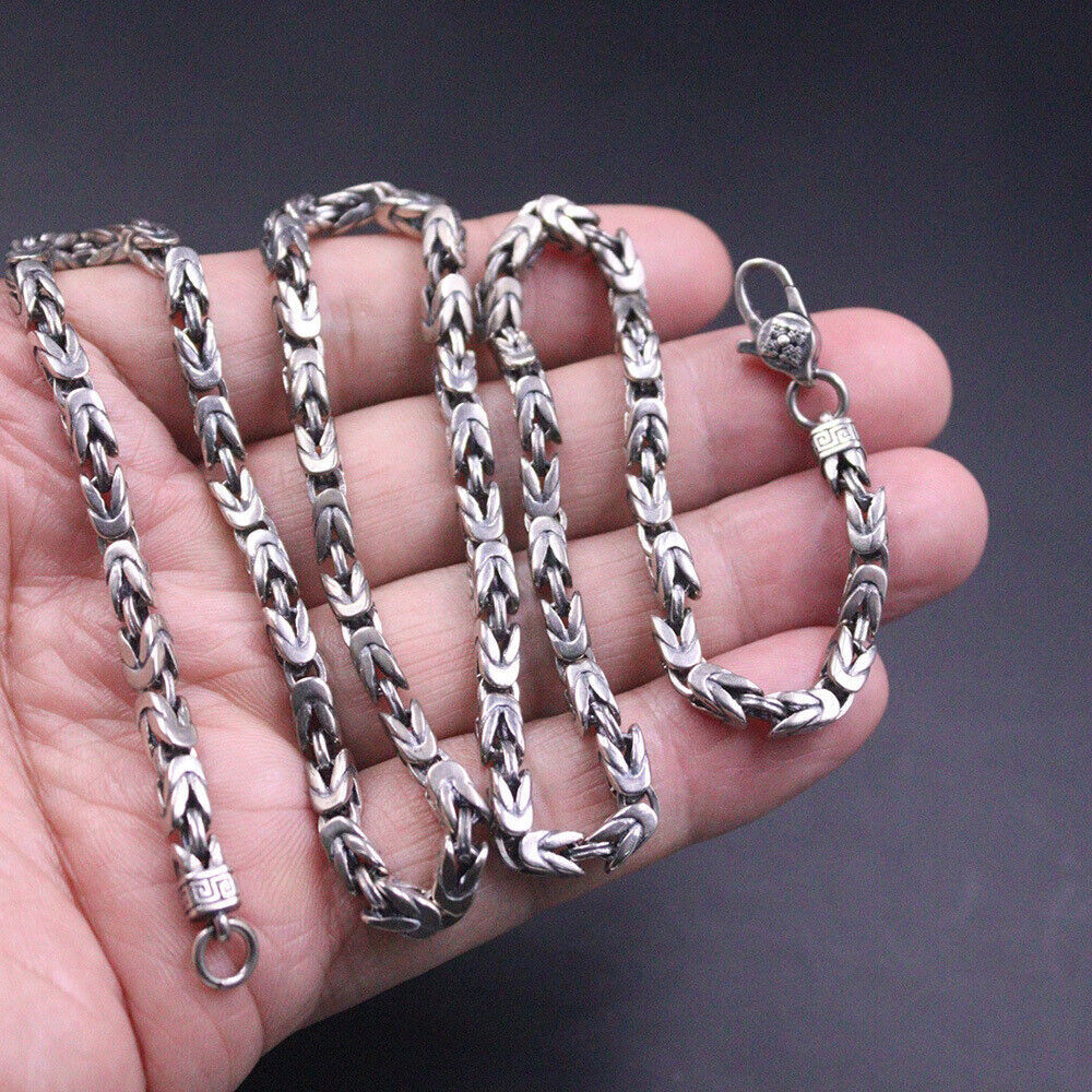 Real 925 Sterling Silver Necklace Man’s Jewelry 4mm Byzantine Chain 26inch/45g
