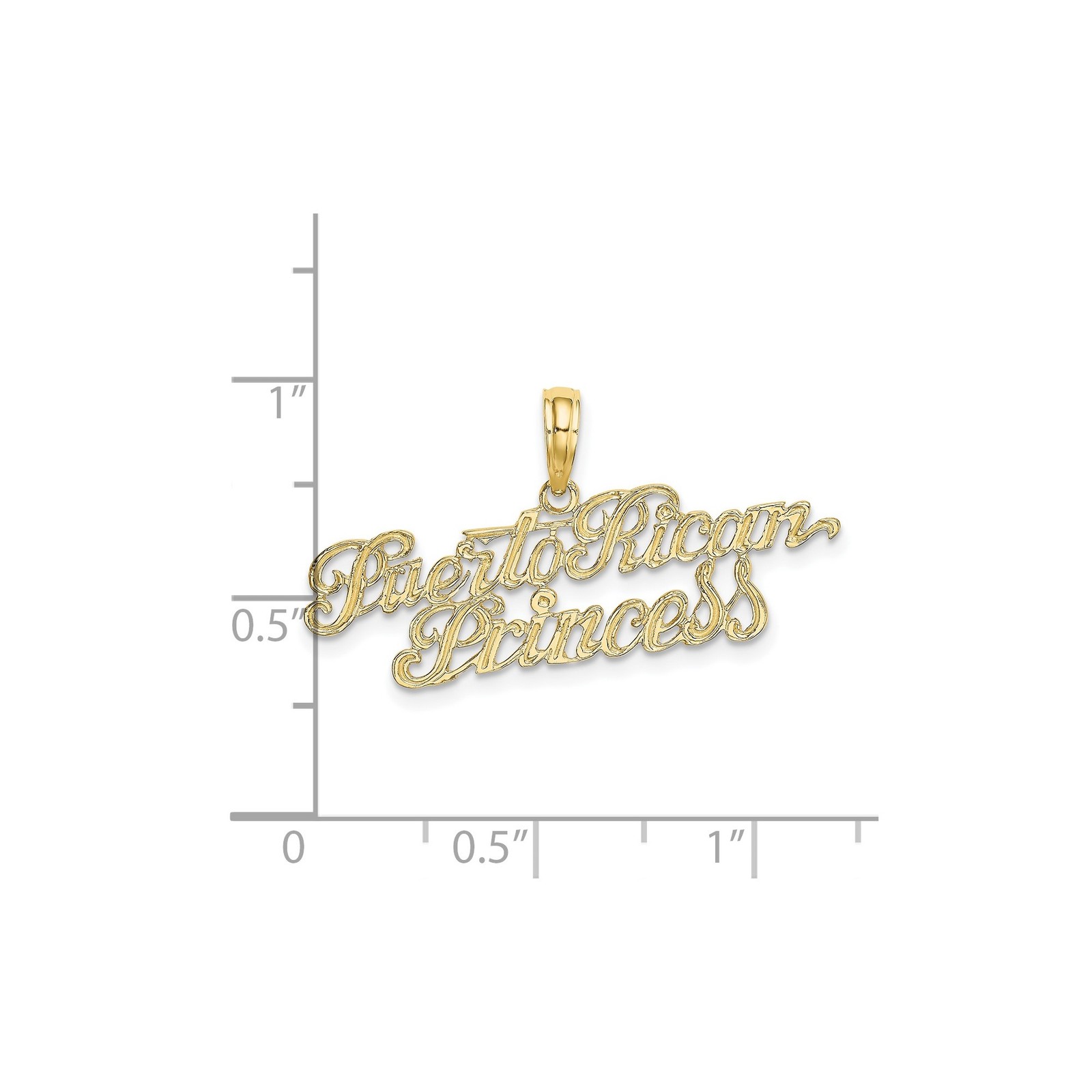 10K Yellow Gold Solid Puerto Rican Princess Script Pendant Charm 33mm