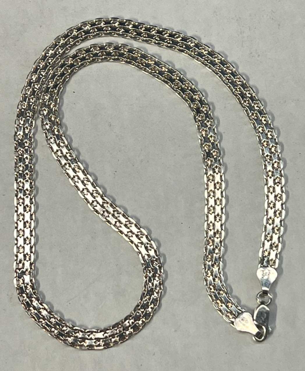 Milor Sterling Silver 925 Bismark Chain Necklace Italy 19.5 Length 18.4 grams