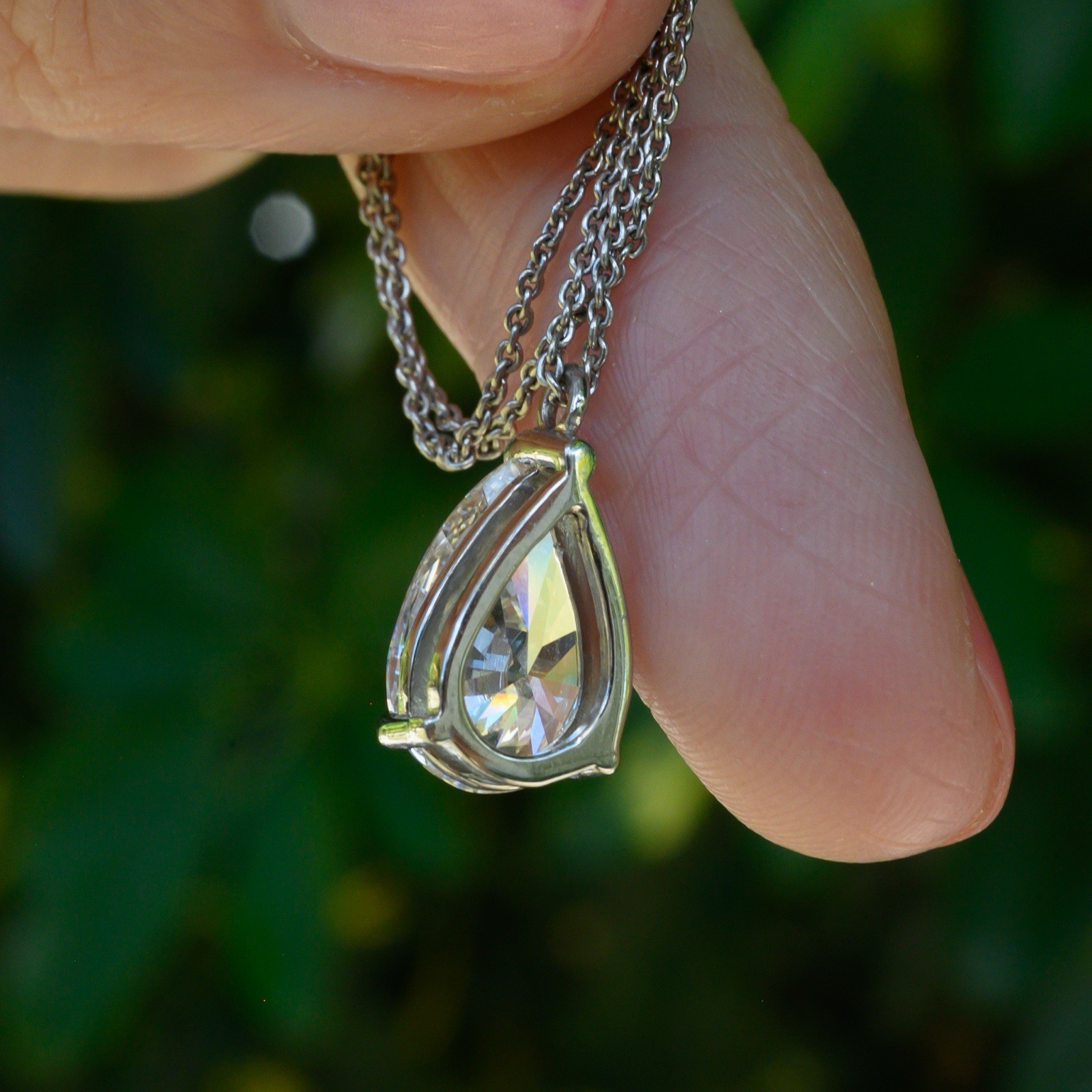 Platinum 950 3.02ct Lab Grown Pear Diamond Solitaire Necklace E VVS1