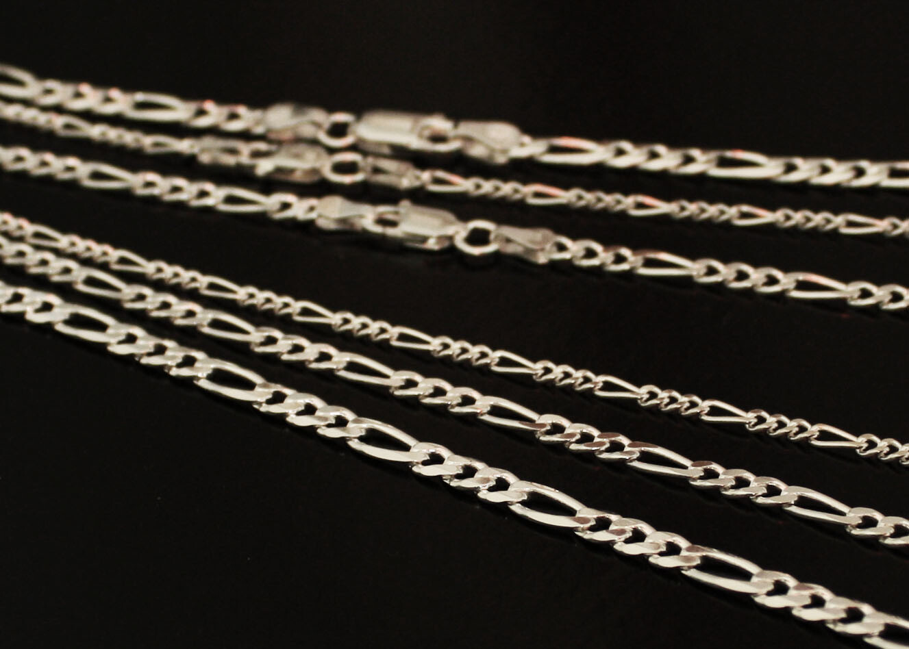 Figaro Necklace STERLING SILVER 16 18 20 22 24 26 28 inch 2.2mm 3mm 3.85mm width
